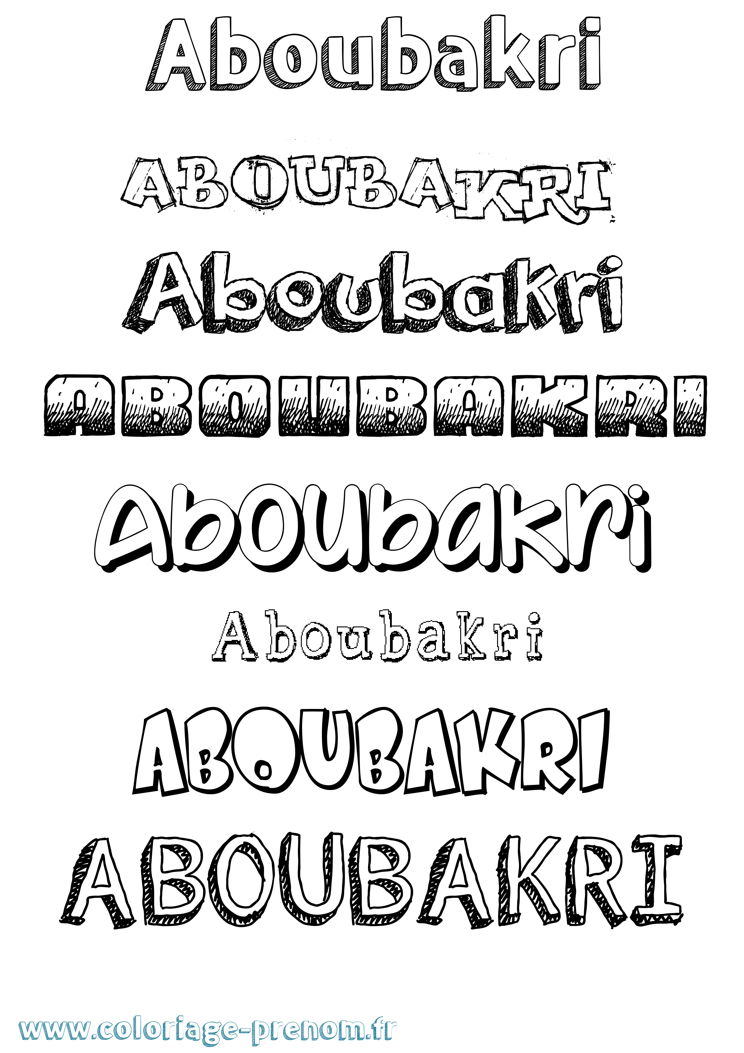 Coloriage prénom Aboubakri Dessiné