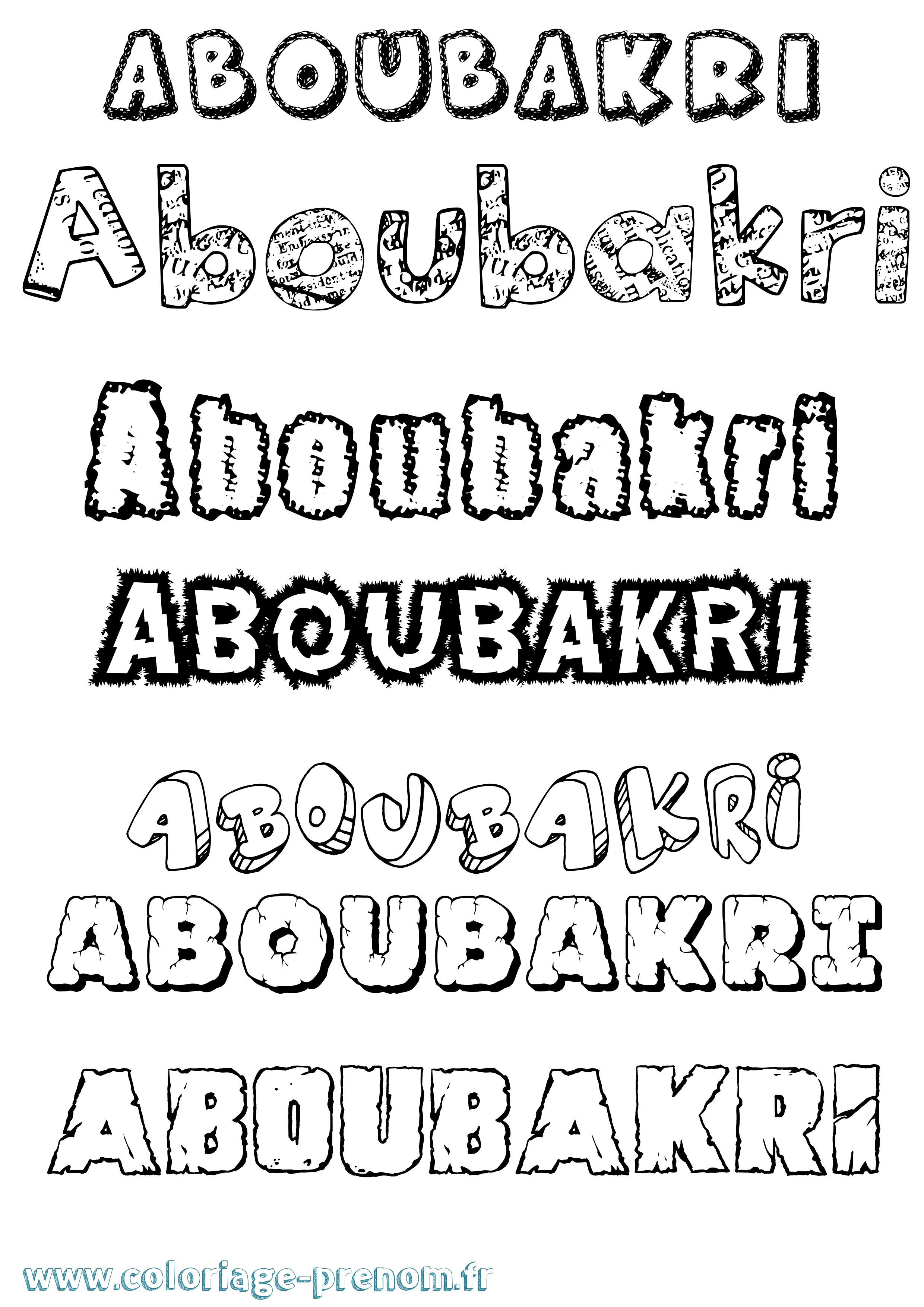 Coloriage prénom Aboubakri Destructuré