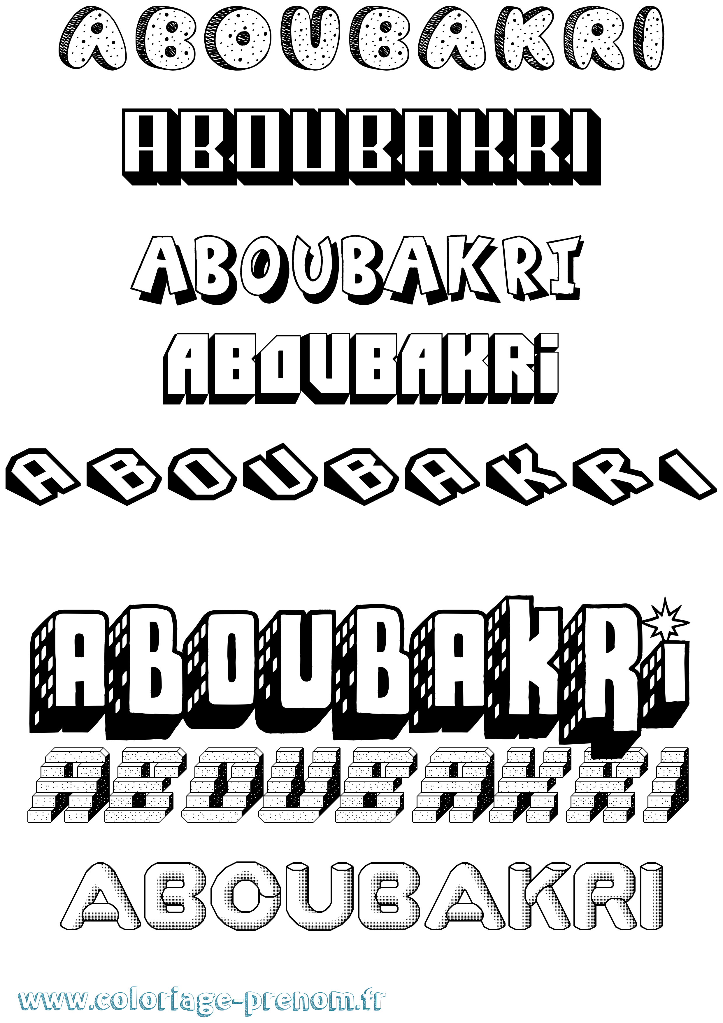 Coloriage prénom Aboubakri Effet 3D