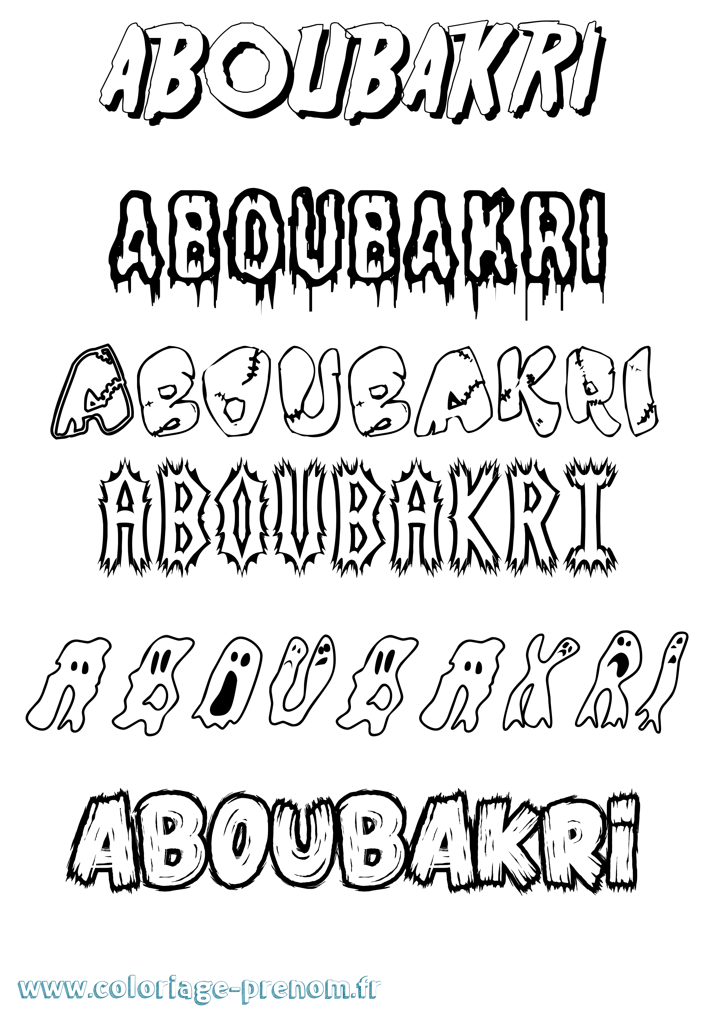 Coloriage prénom Aboubakri Frisson