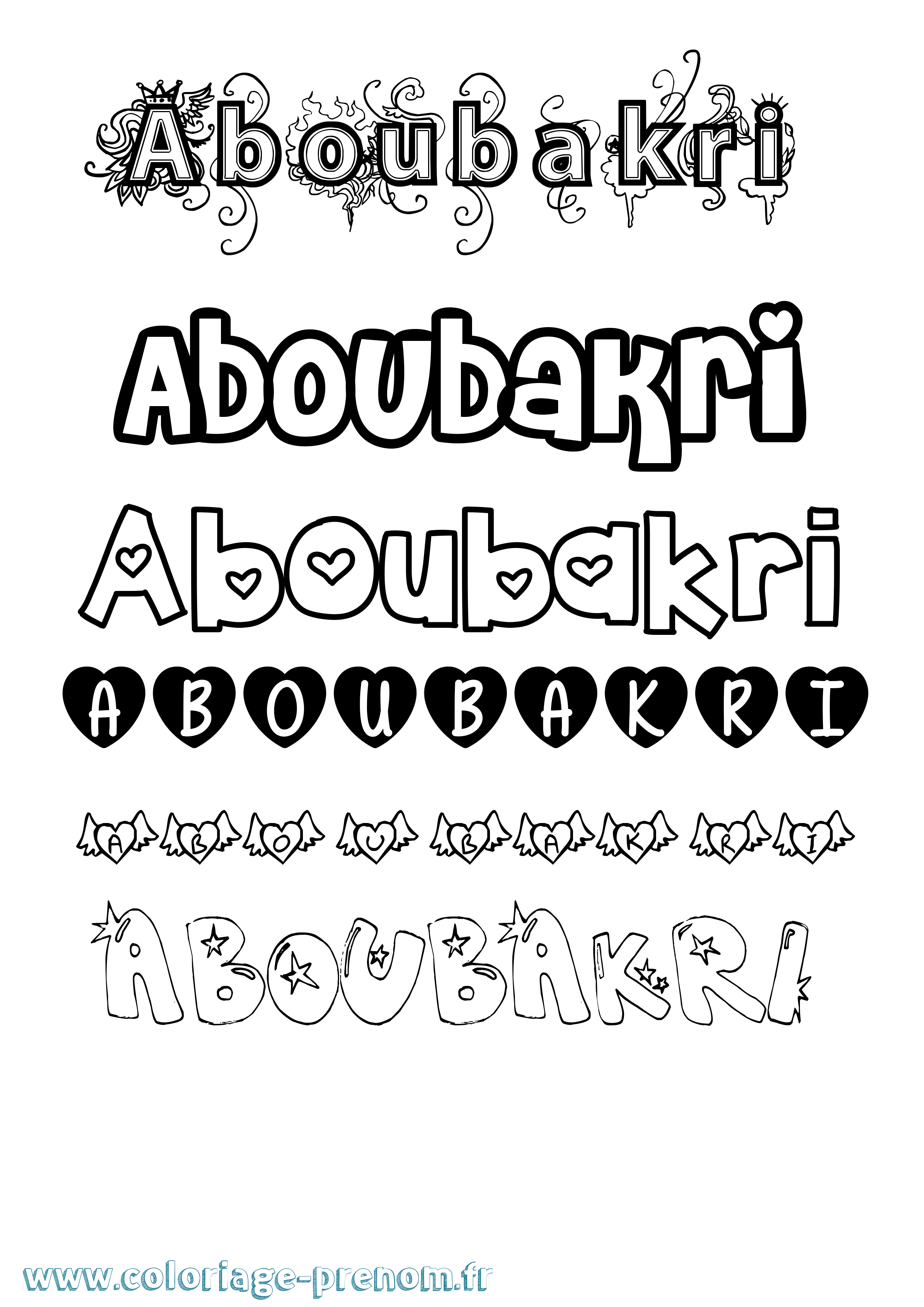 Coloriage prénom Aboubakri Girly