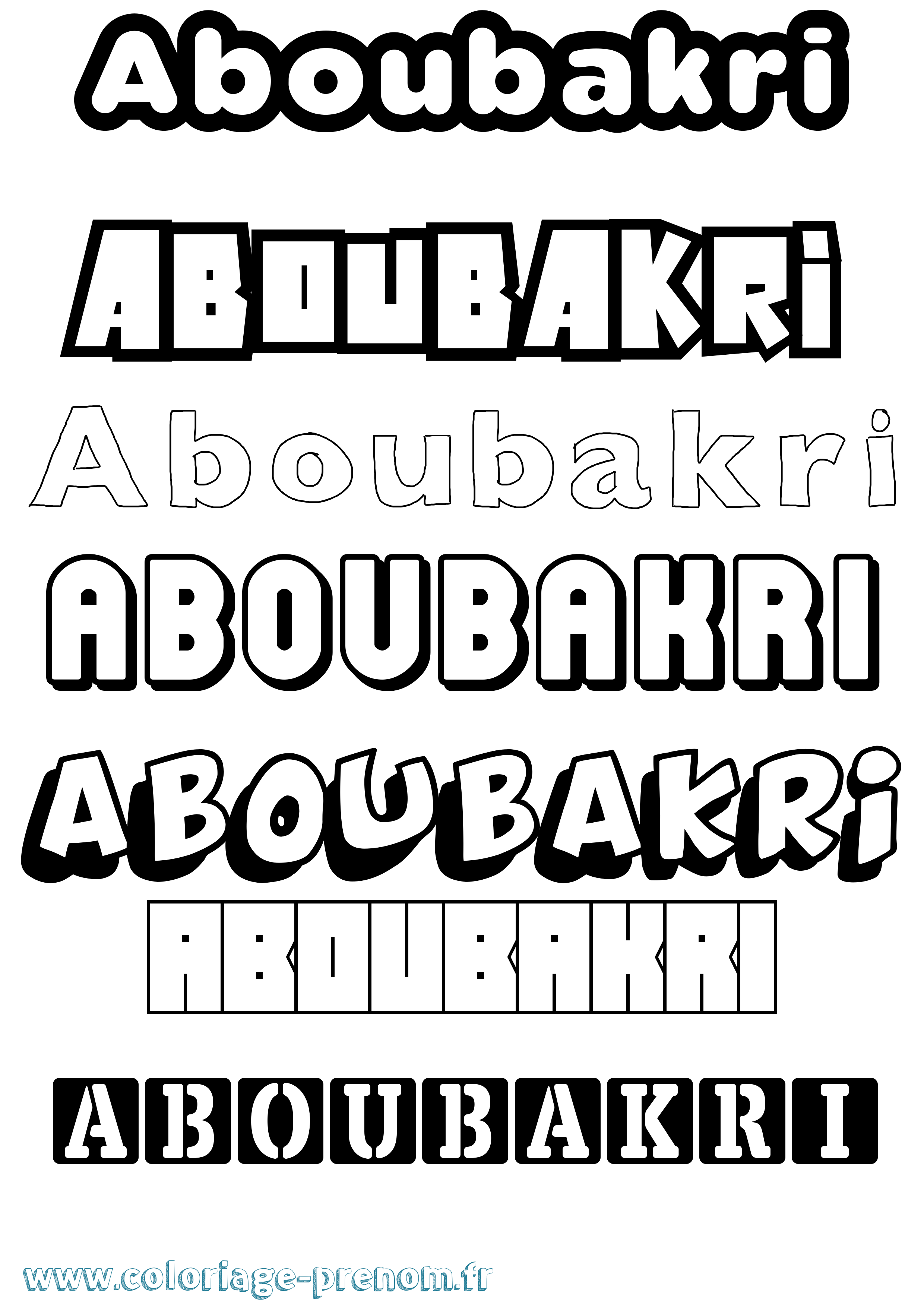 Coloriage prénom Aboubakri Simple