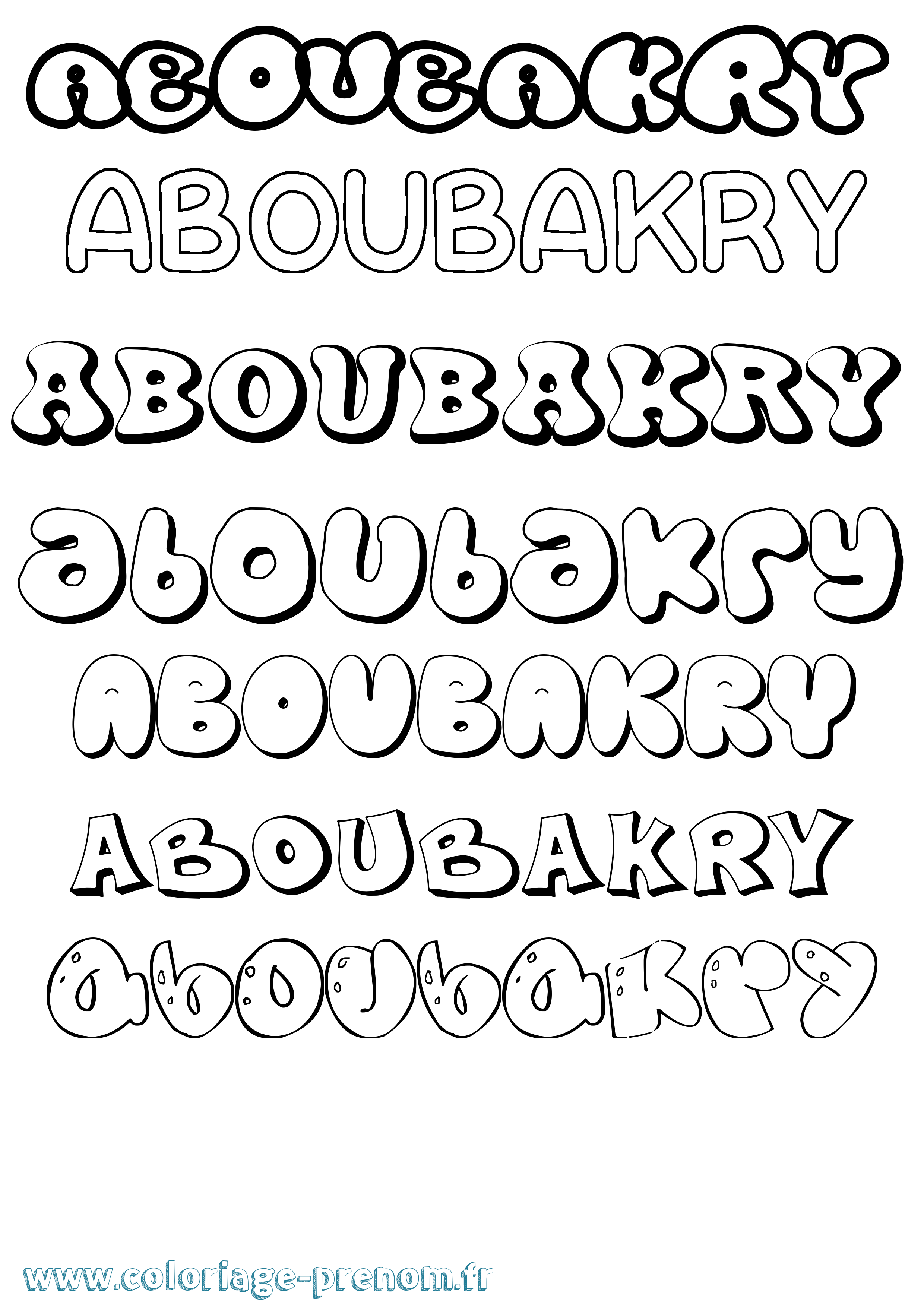 Coloriage prénom Aboubakry Bubble