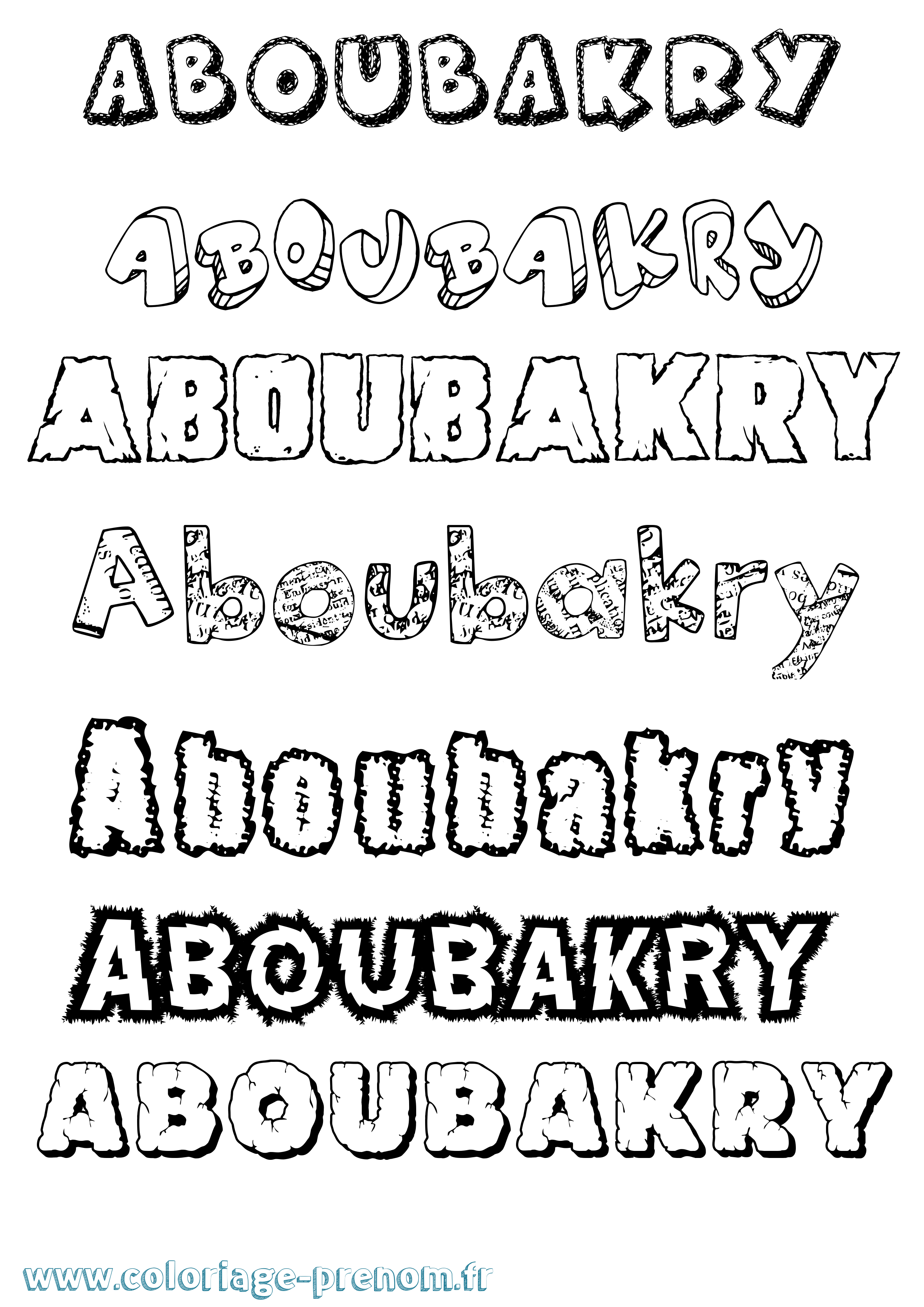 Coloriage prénom Aboubakry Destructuré