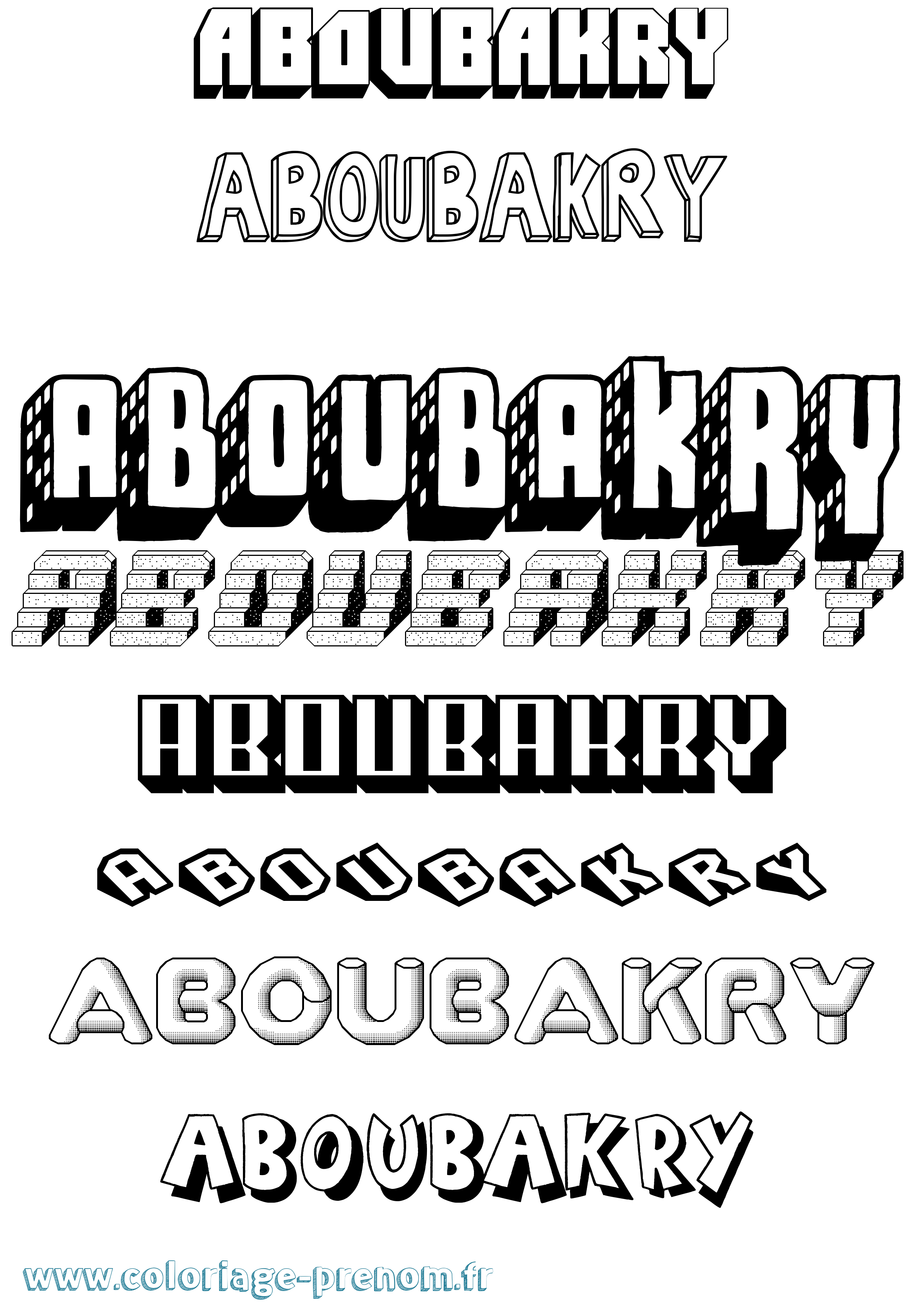 Coloriage prénom Aboubakry Effet 3D