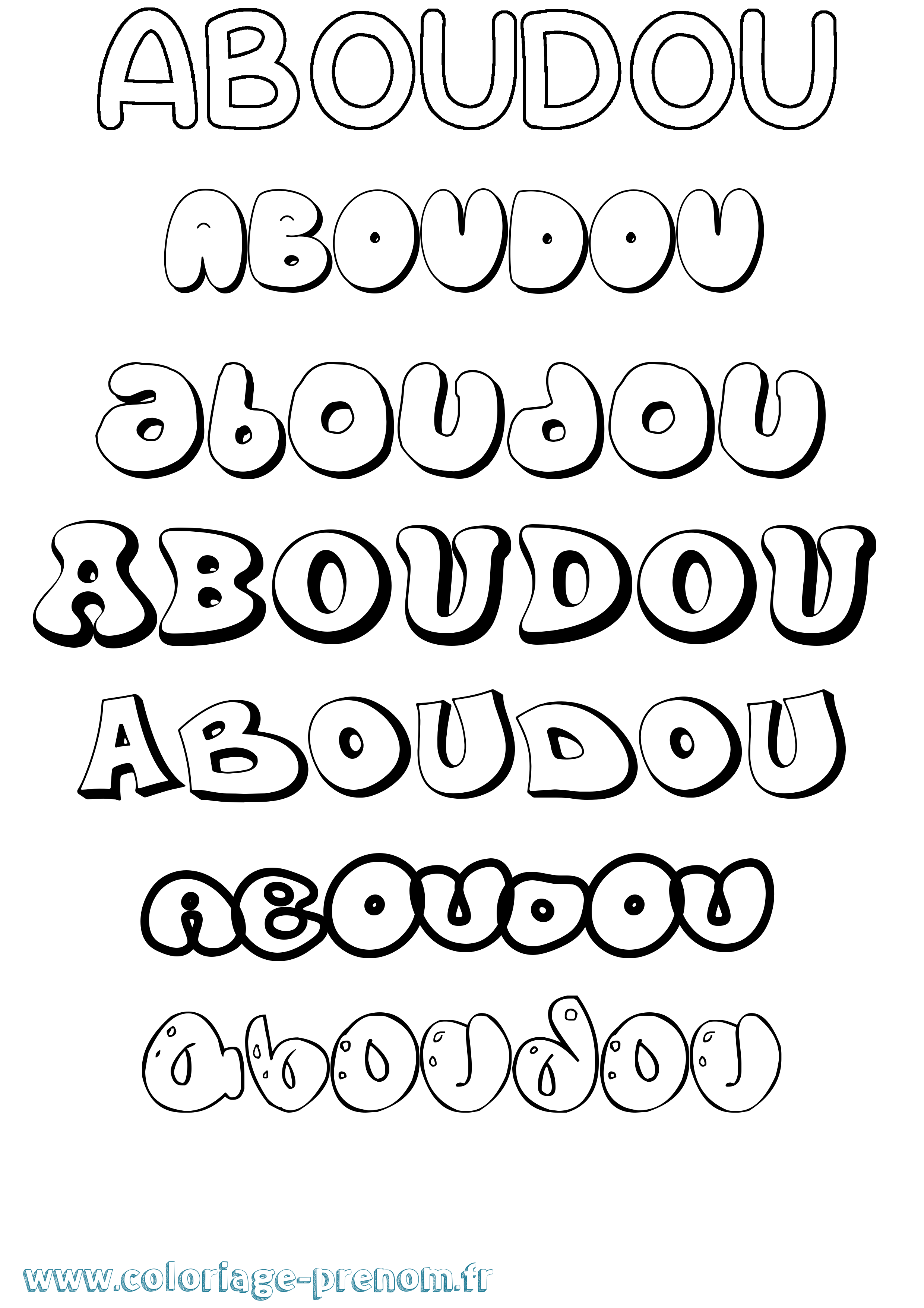 Coloriage prénom Aboudou Bubble