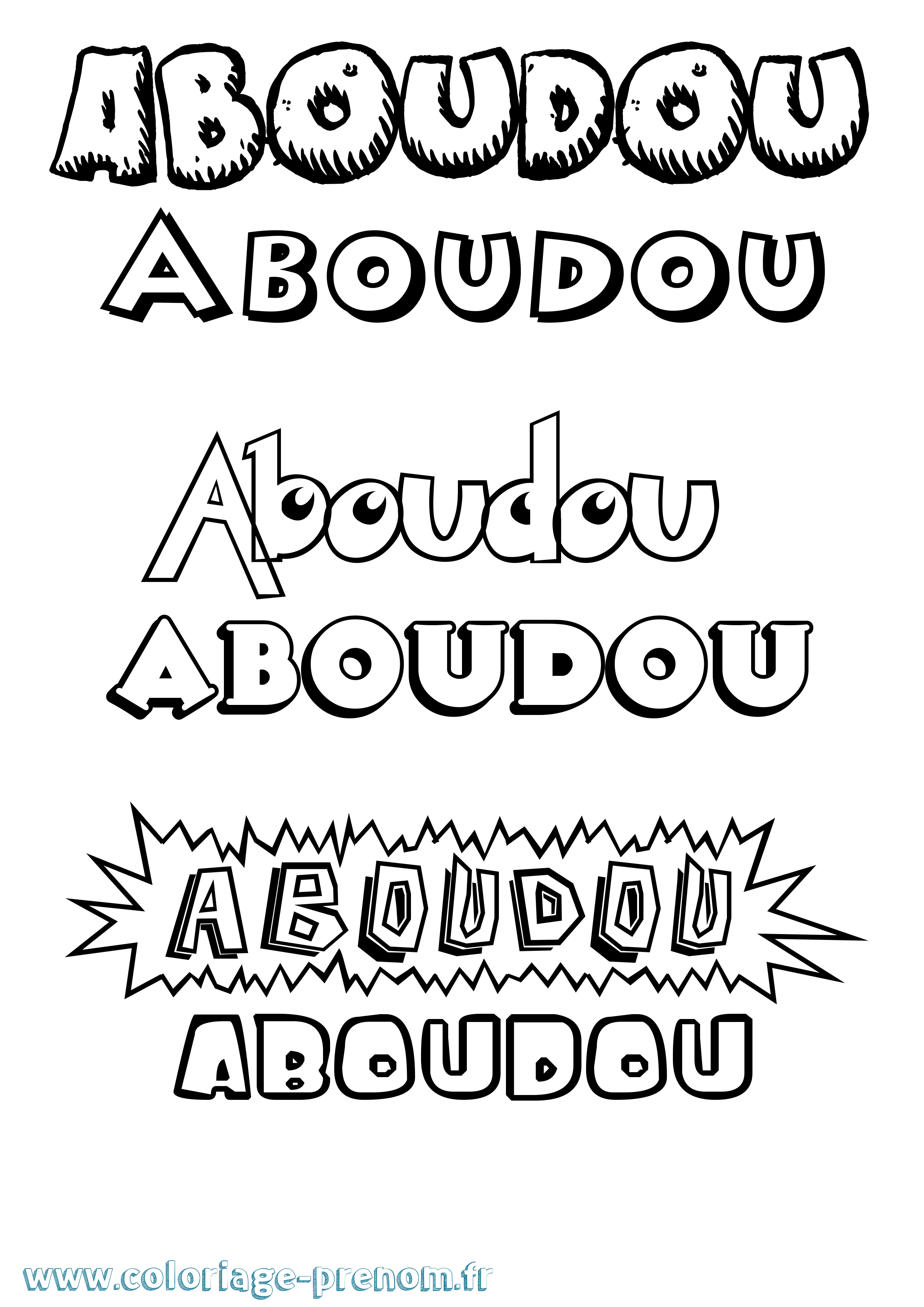 Coloriage prénom Aboudou Dessin Animé