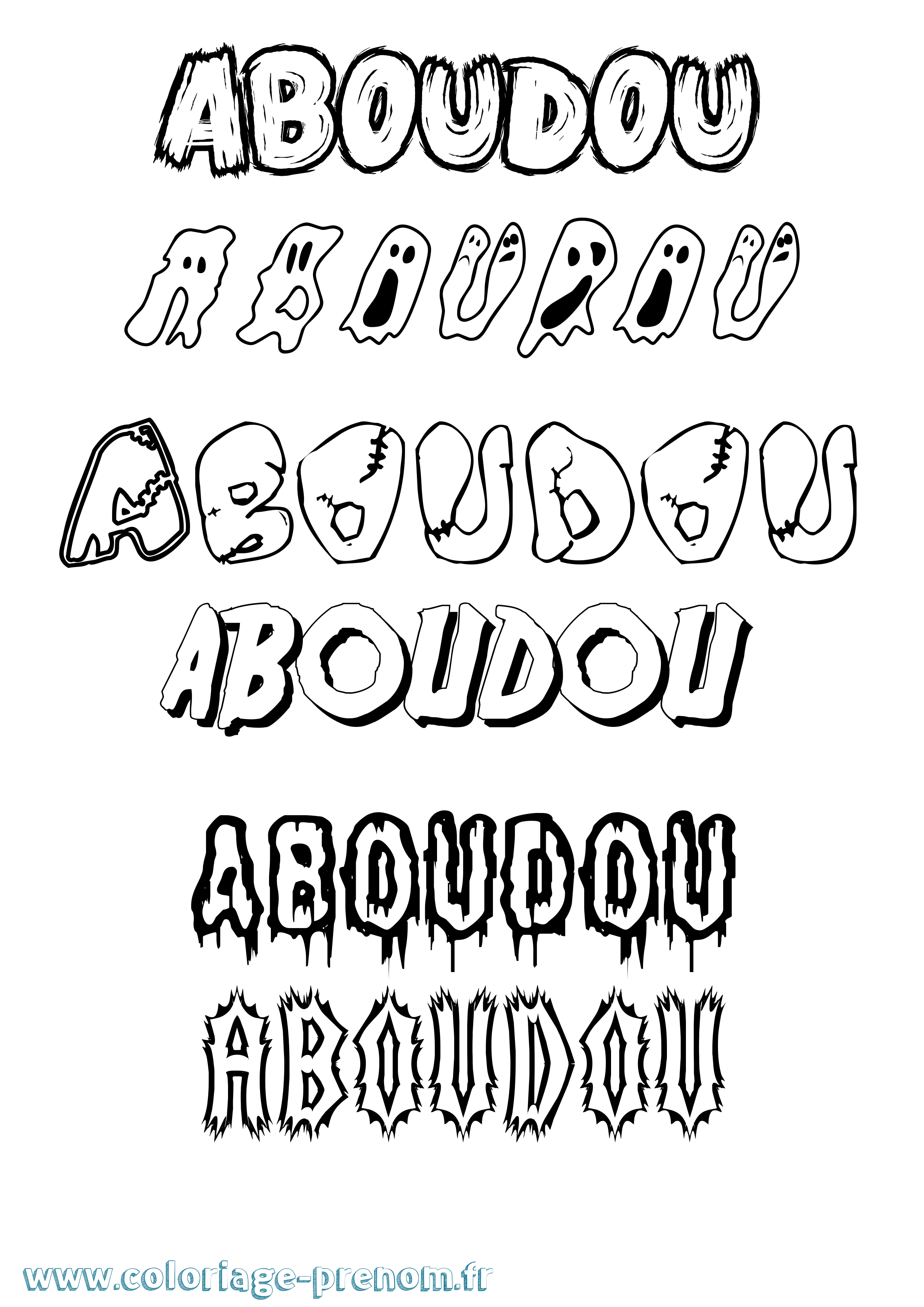Coloriage prénom Aboudou Frisson