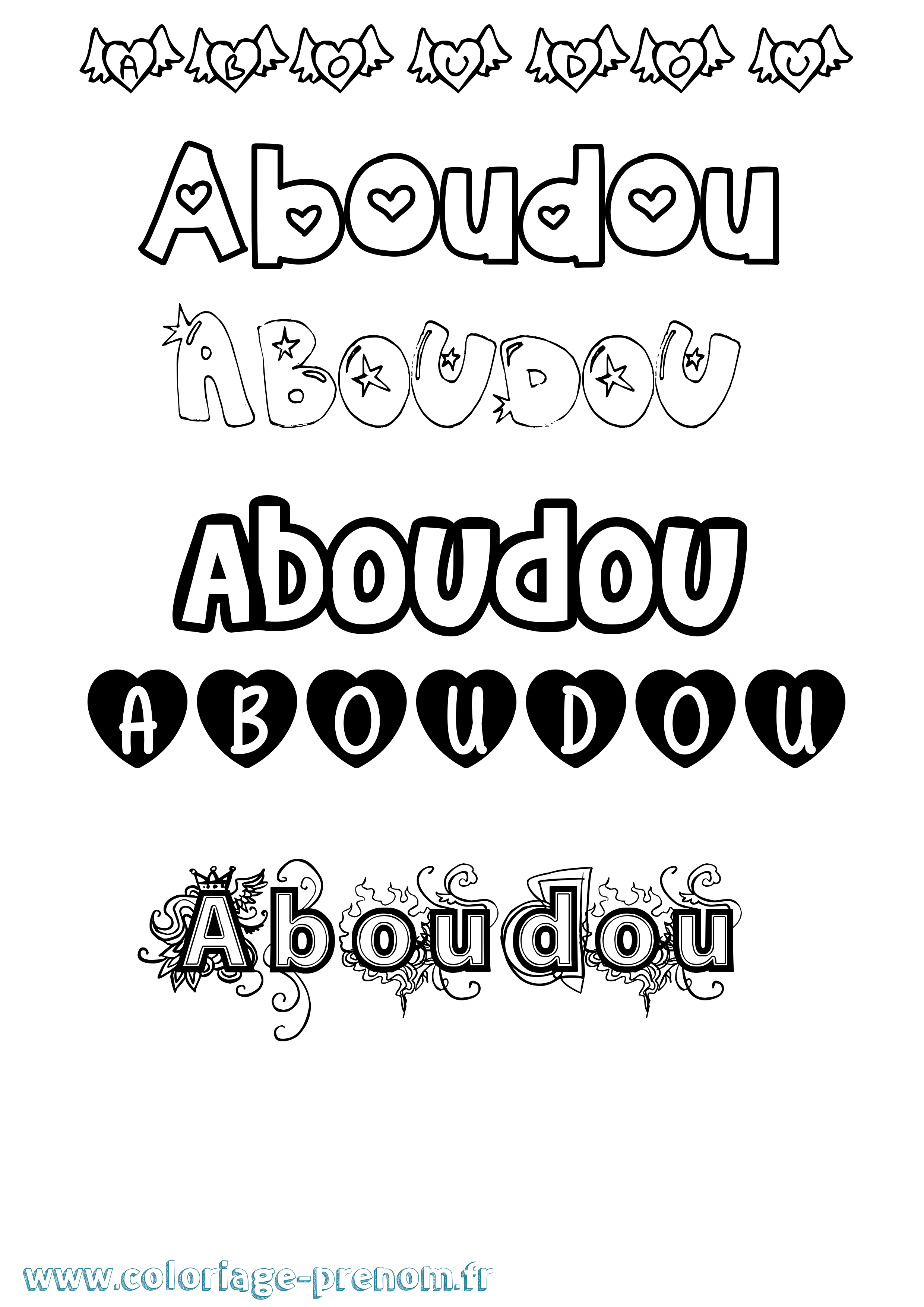 Coloriage prénom Aboudou Girly