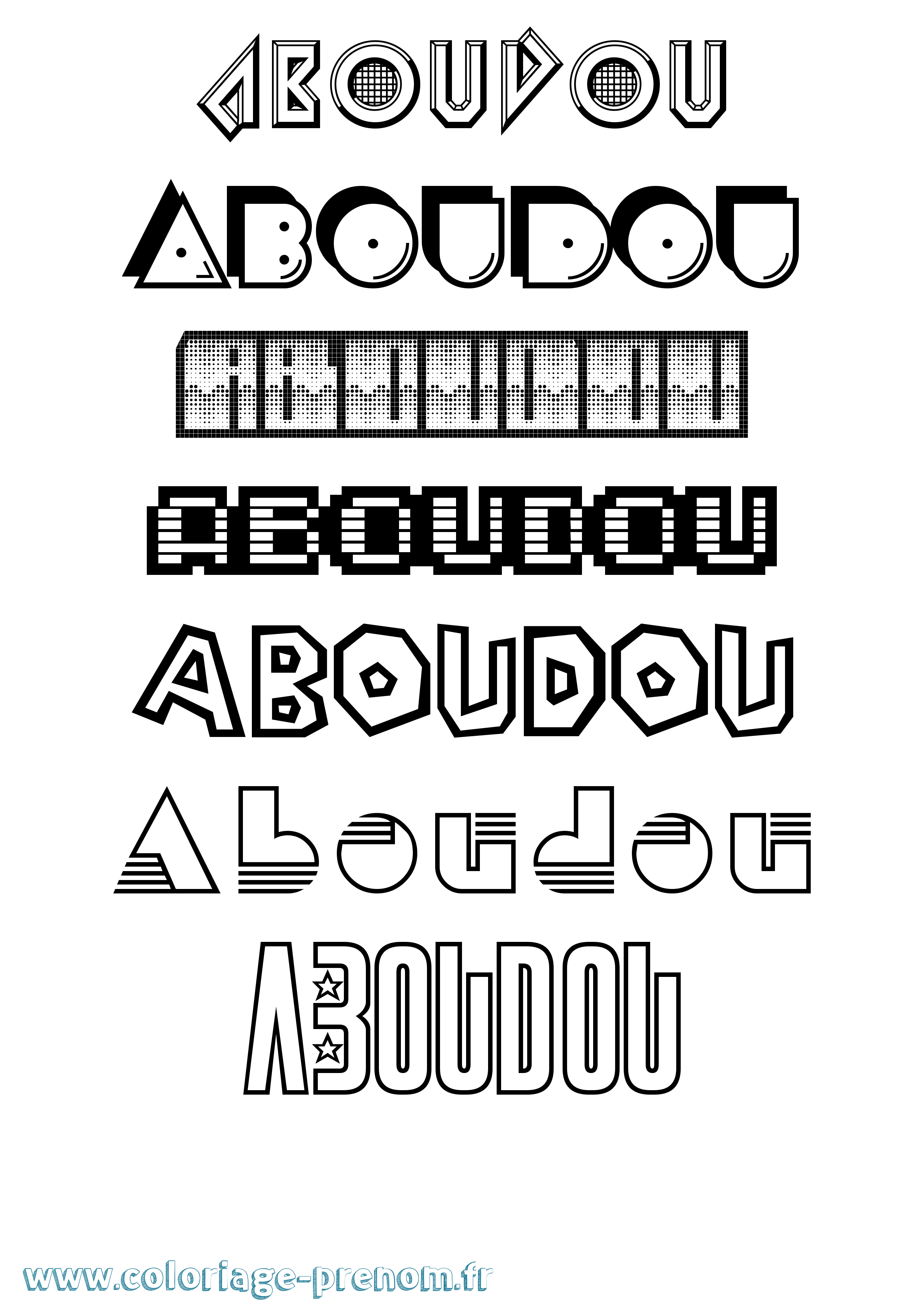 Coloriage prénom Aboudou Jeux Vidéos