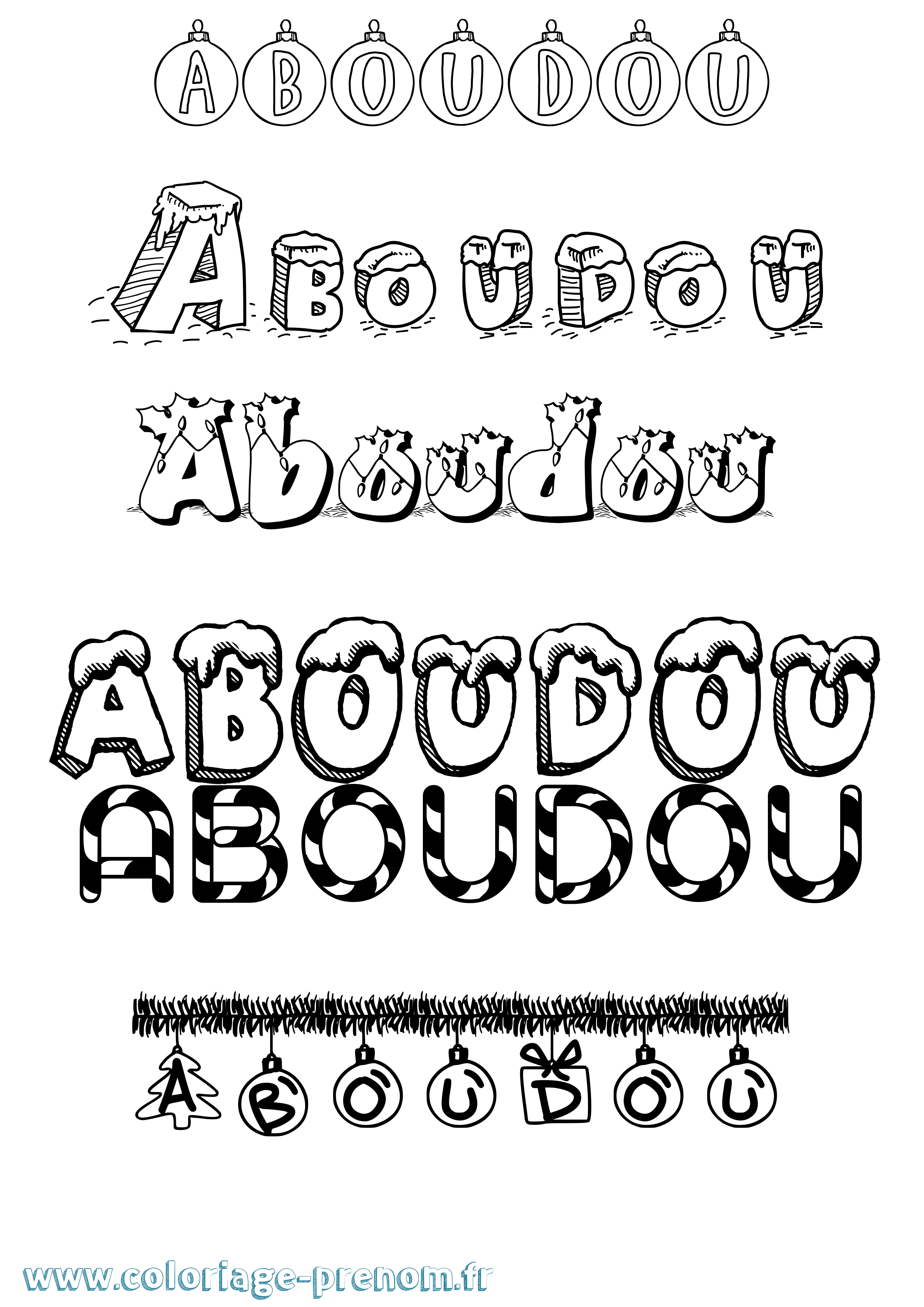 Coloriage prénom Aboudou Noël