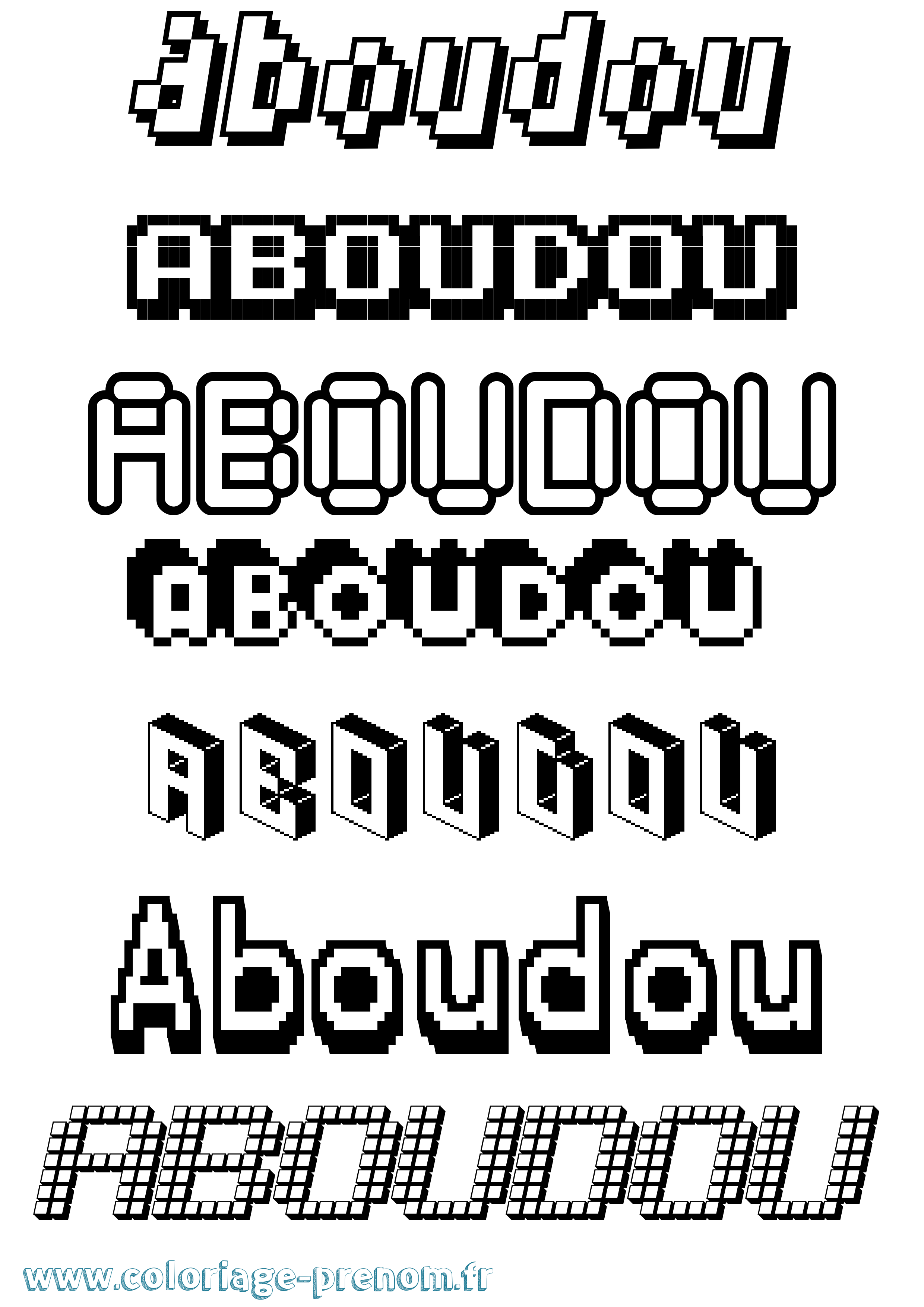 Coloriage prénom Aboudou Pixel