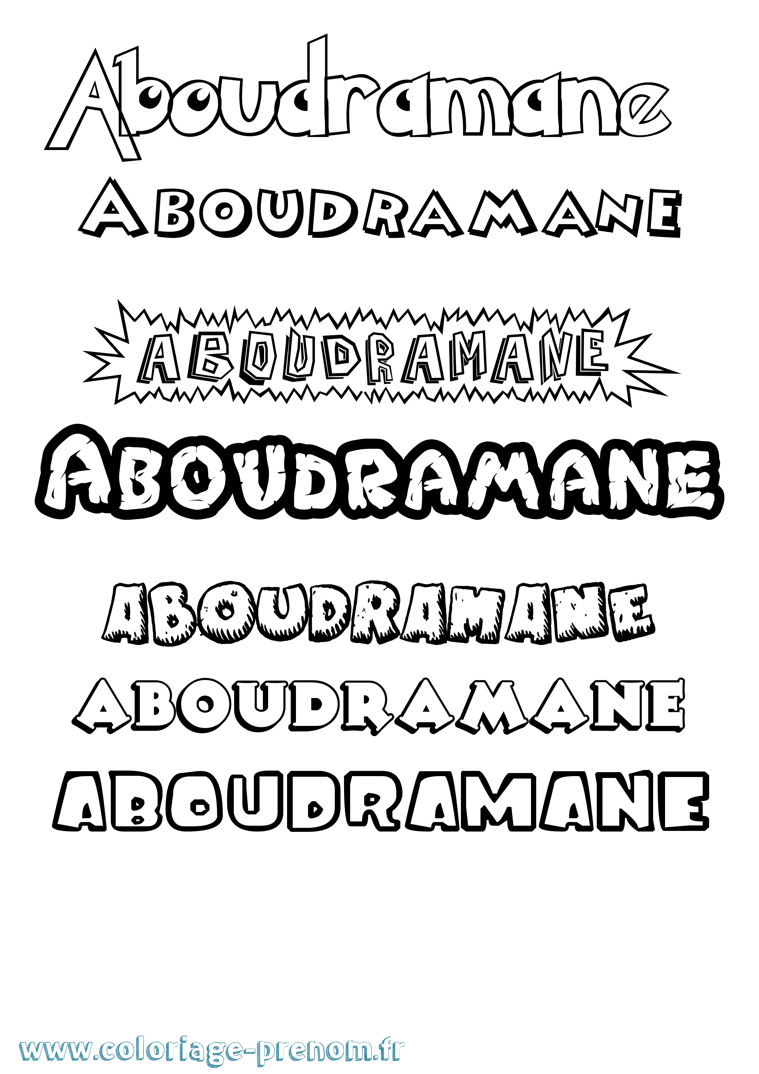 Coloriage prénom Aboudramane Dessin Animé