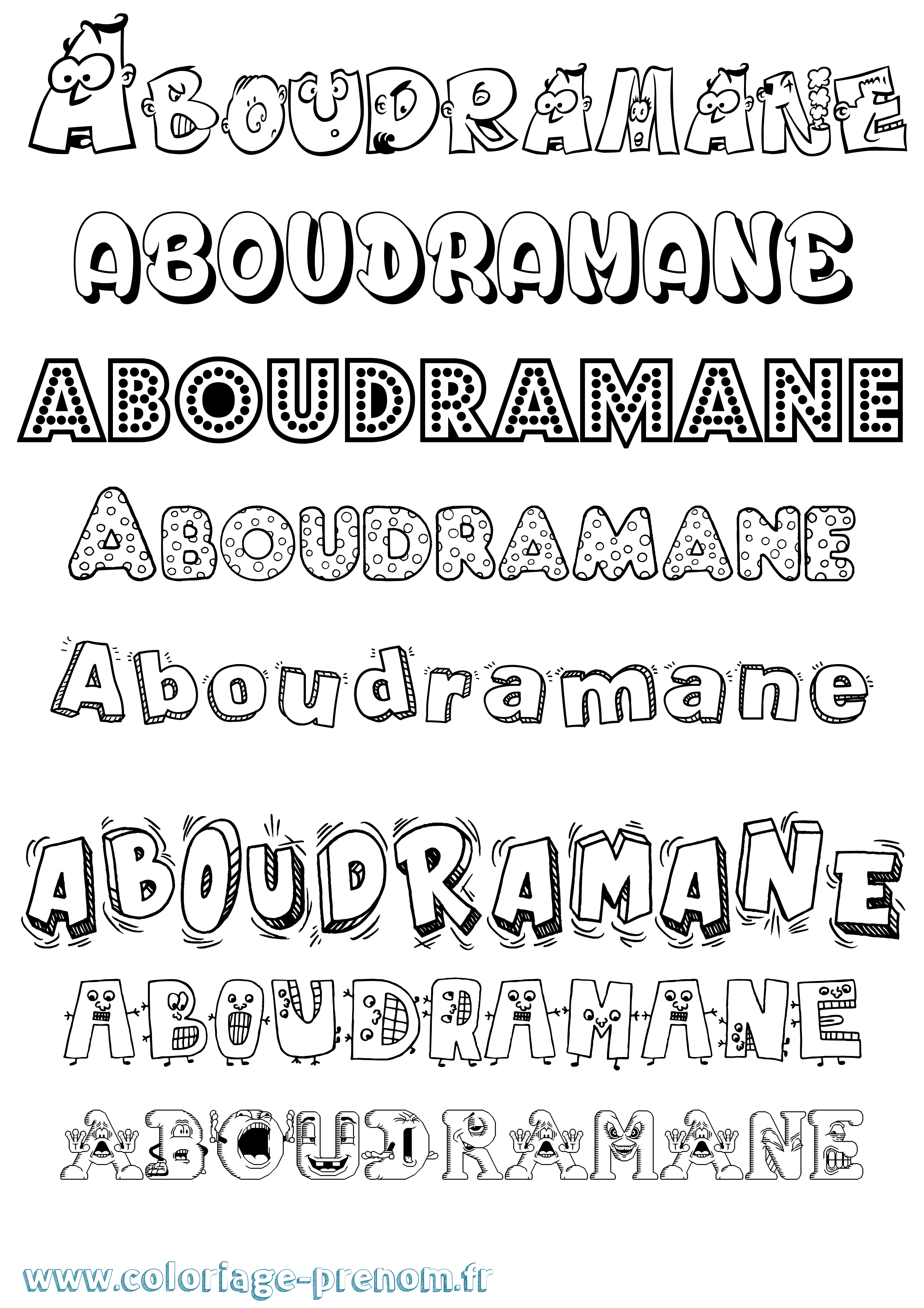 Coloriage prénom Aboudramane Fun