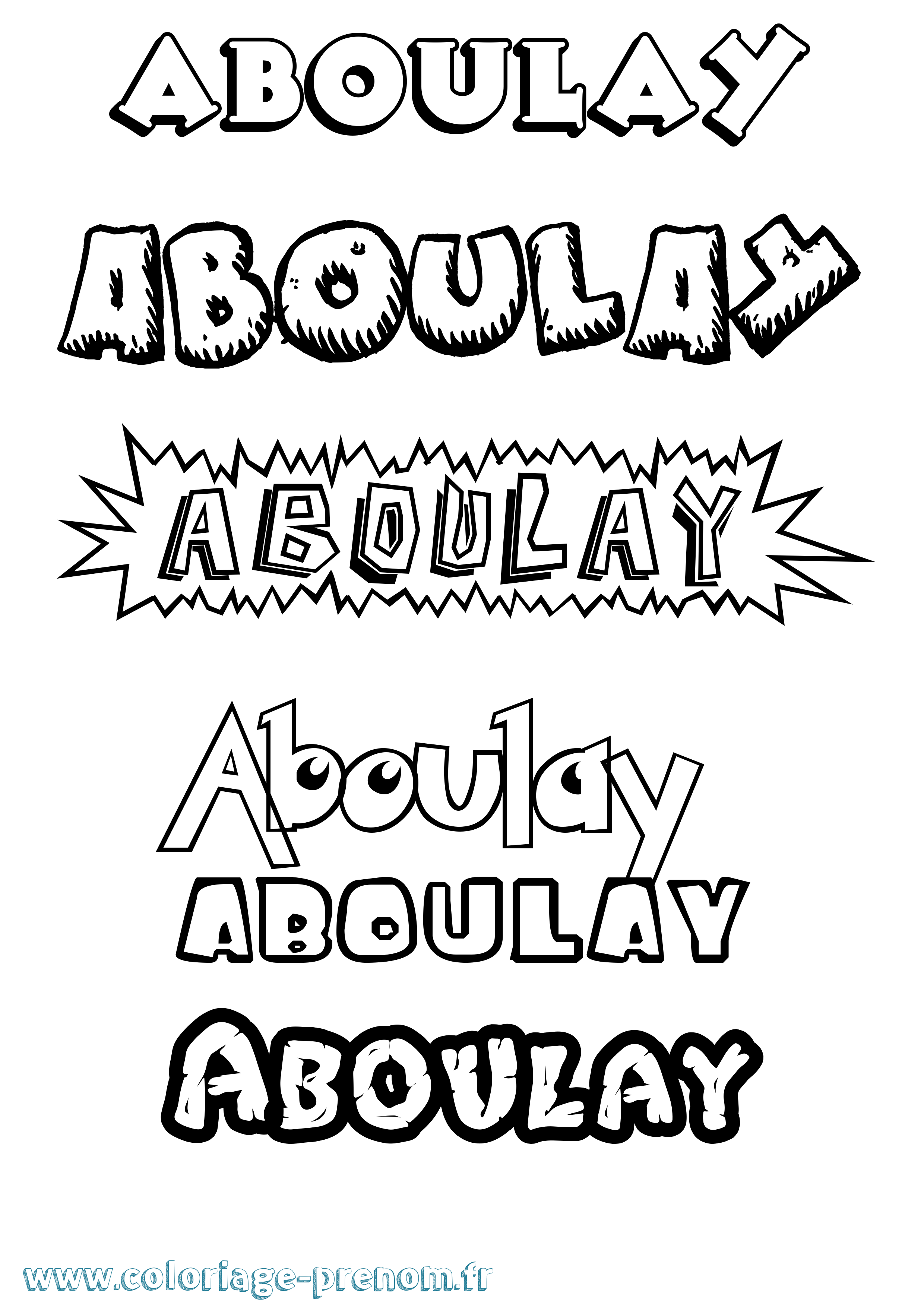 Coloriage prénom Aboulay Dessin Animé