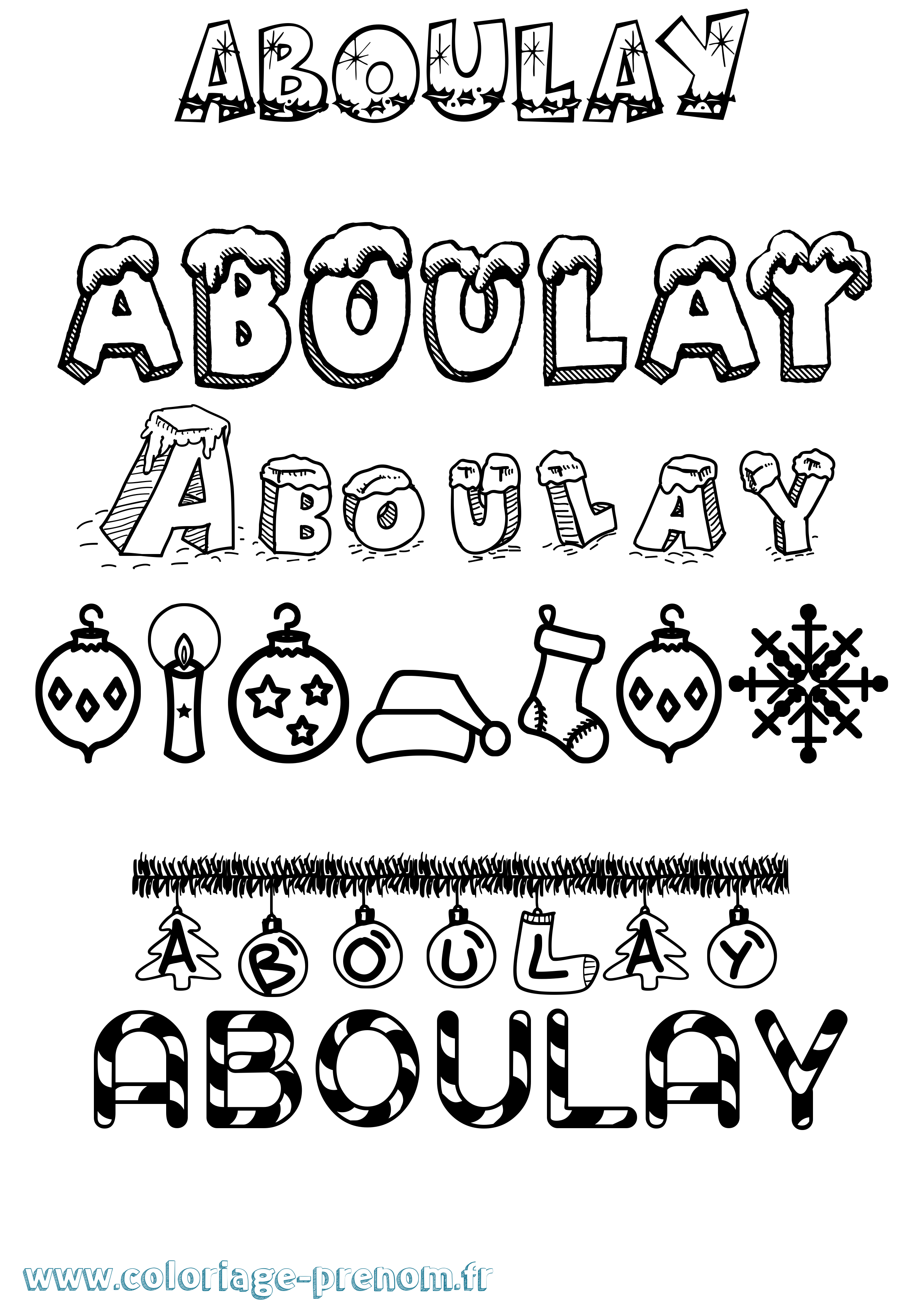 Coloriage prénom Aboulay Noël
