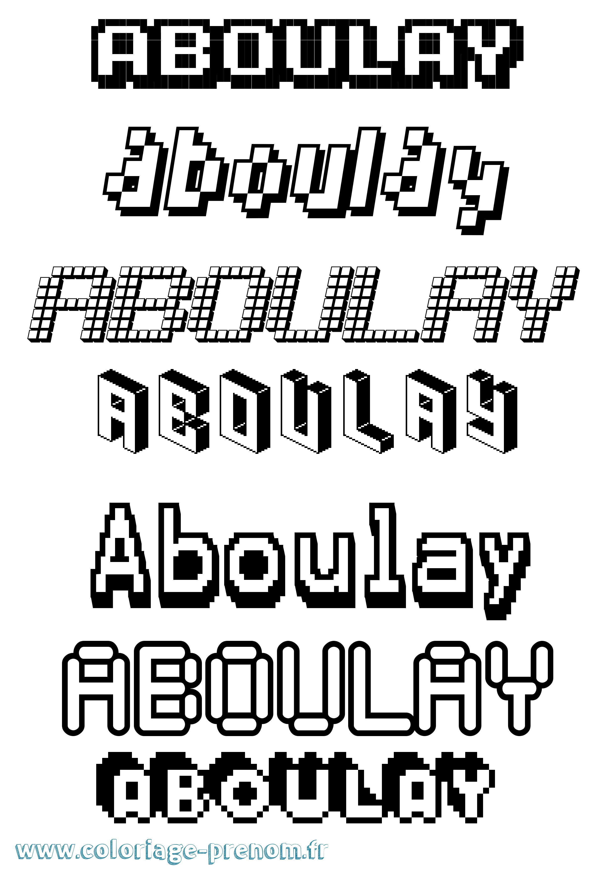 Coloriage prénom Aboulay Pixel