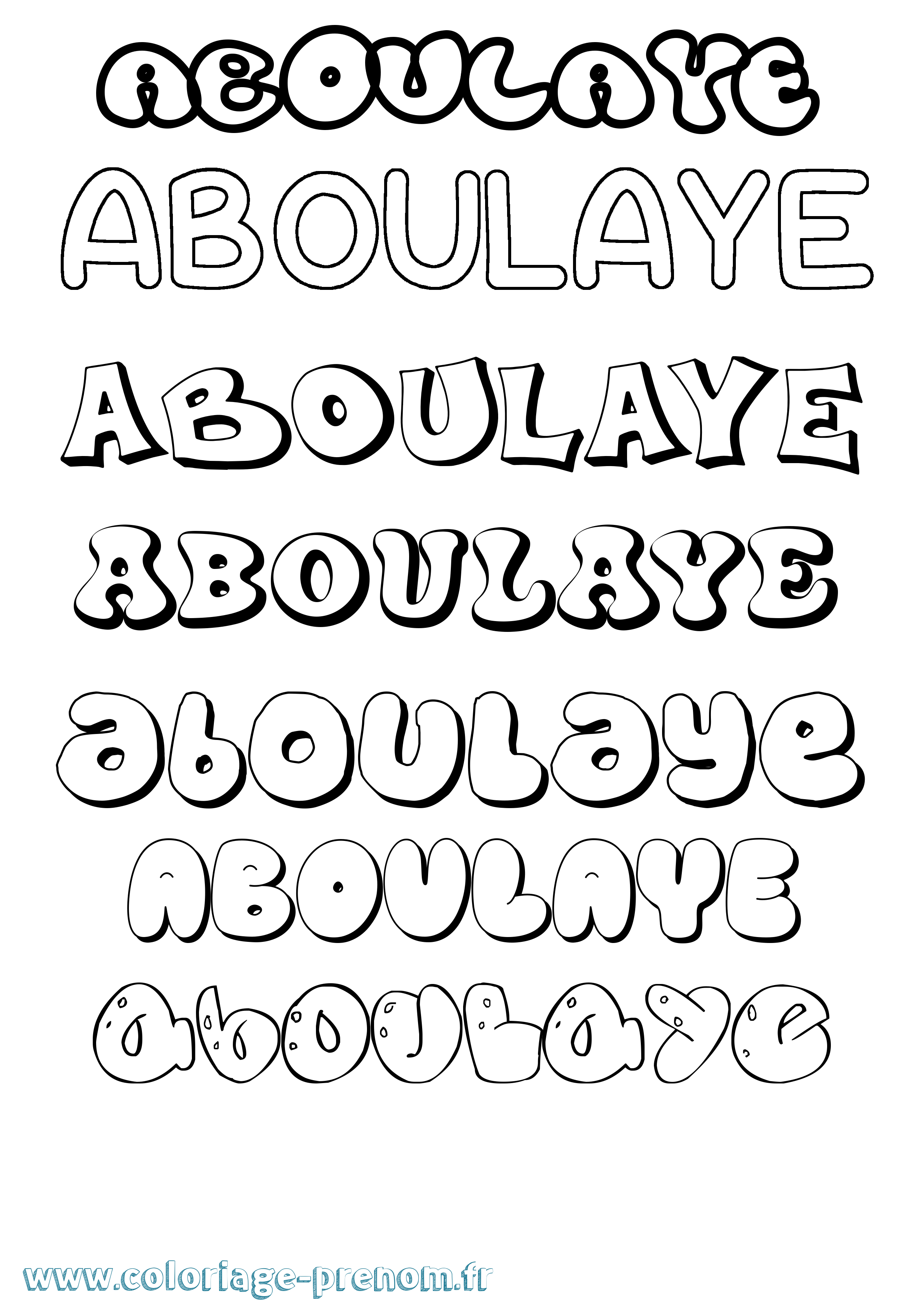 Coloriage prénom Aboulaye Bubble