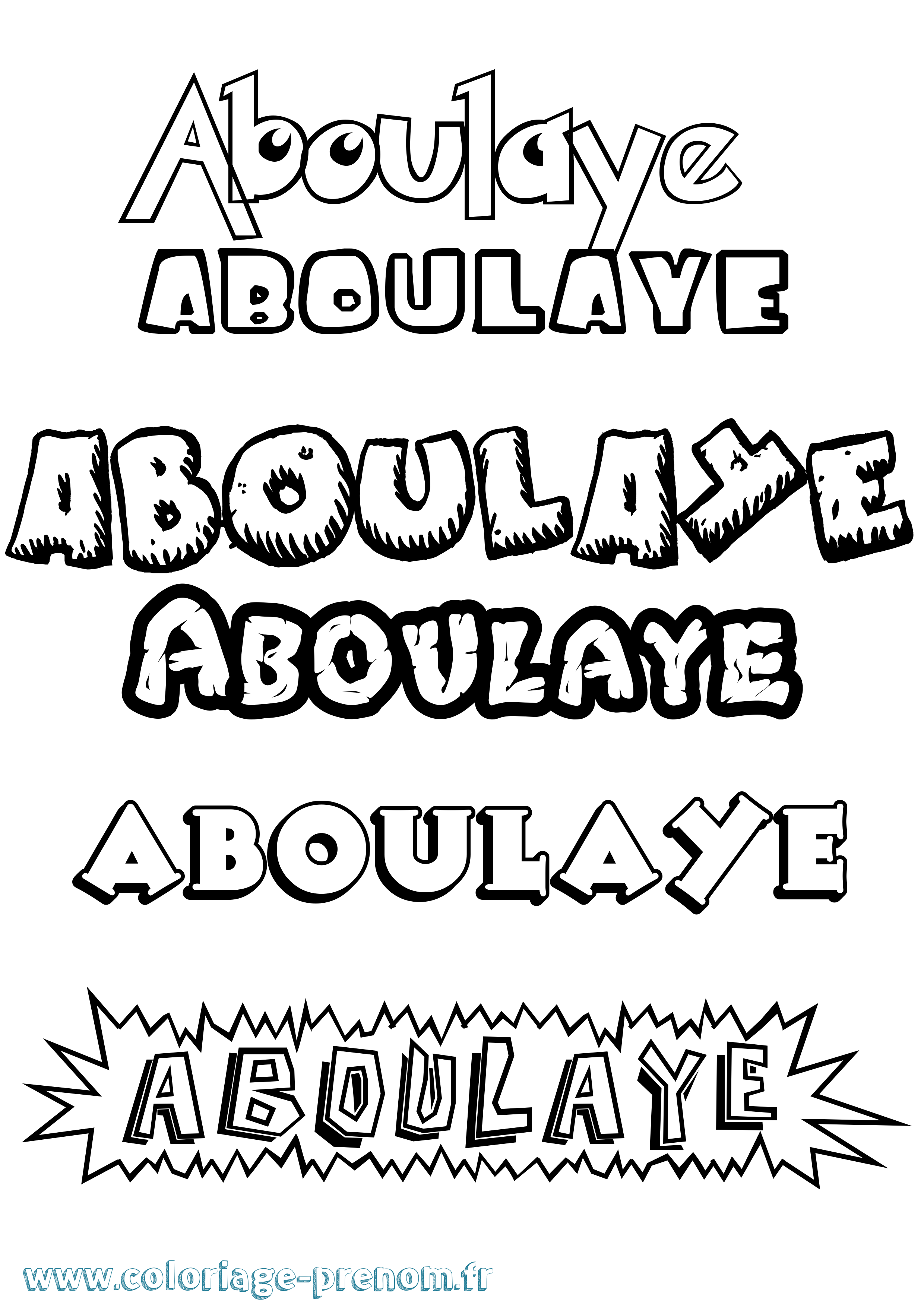 Coloriage Aboulaye Dessin Animé Coloriage prénom Aboulaye Dessin Animé