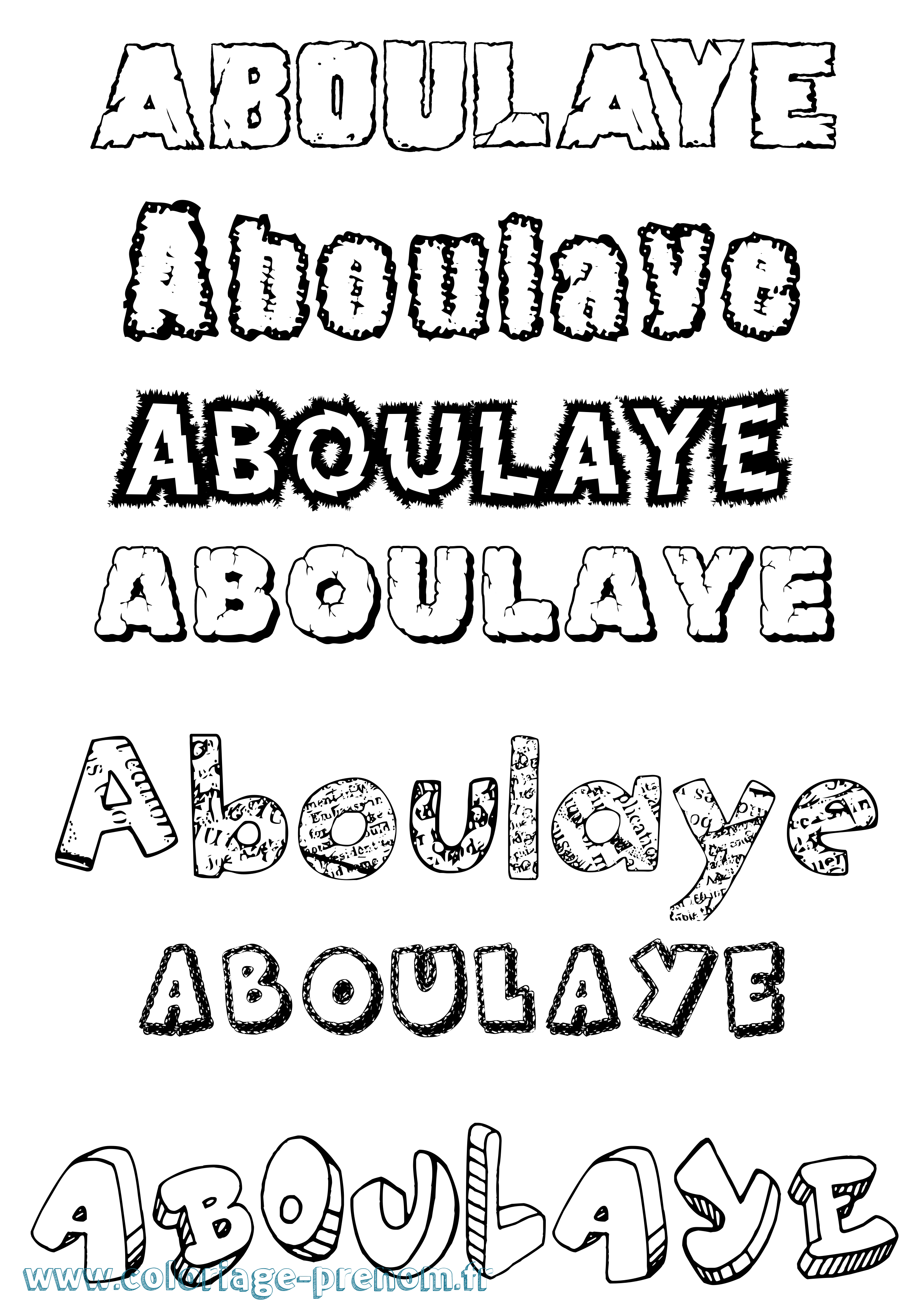 Coloriage Aboulaye Destructuré Coloriage prénom Aboulaye Destructuré