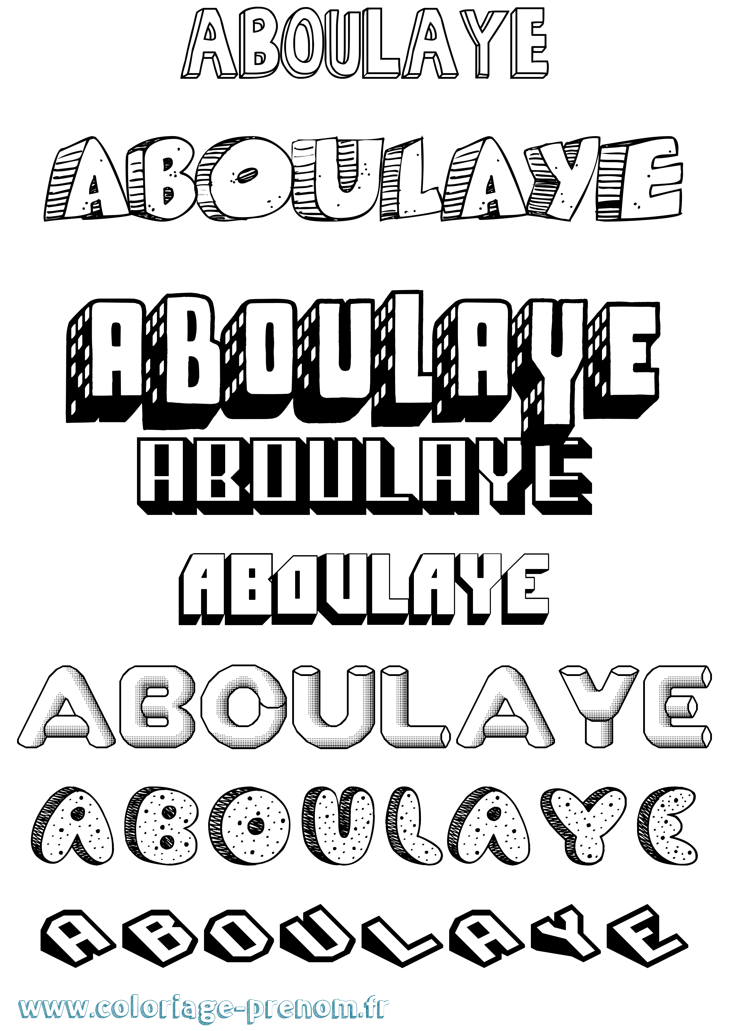 Coloriage Aboulaye Effet 3D Coloriage prénom Aboulaye Effet 3D