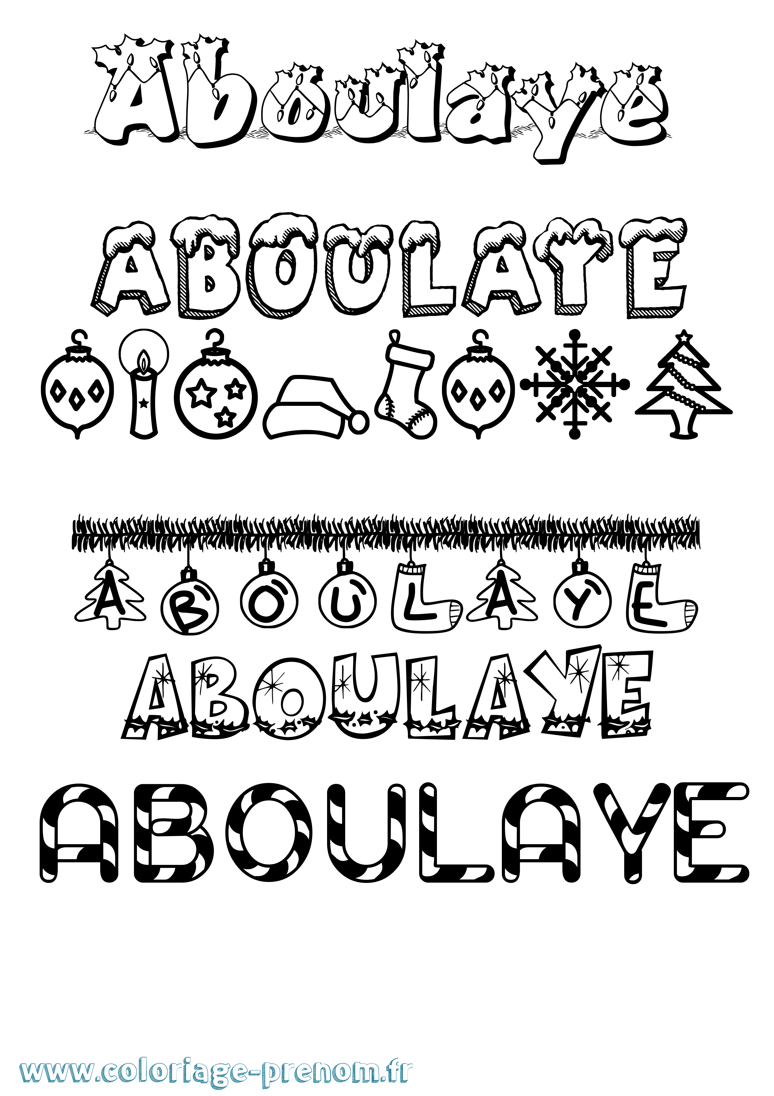 Coloriage Aboulaye Noël Coloriage prénom Aboulaye Noël