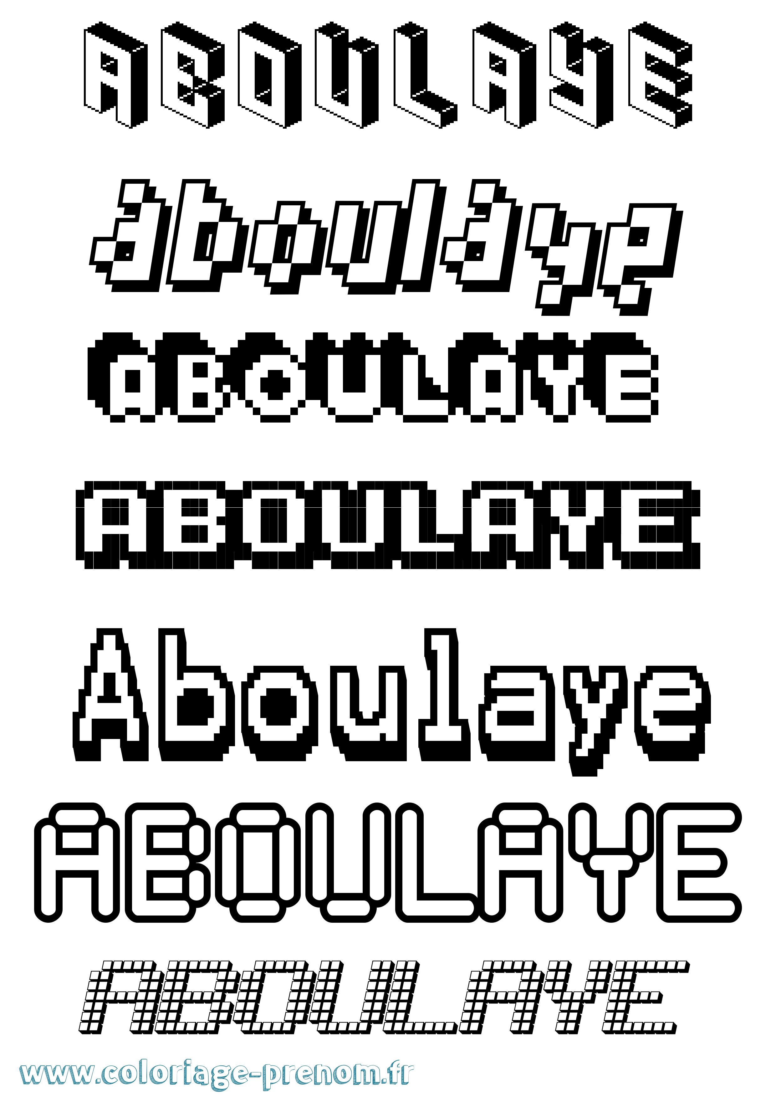 Coloriage prénom Aboulaye Pixel