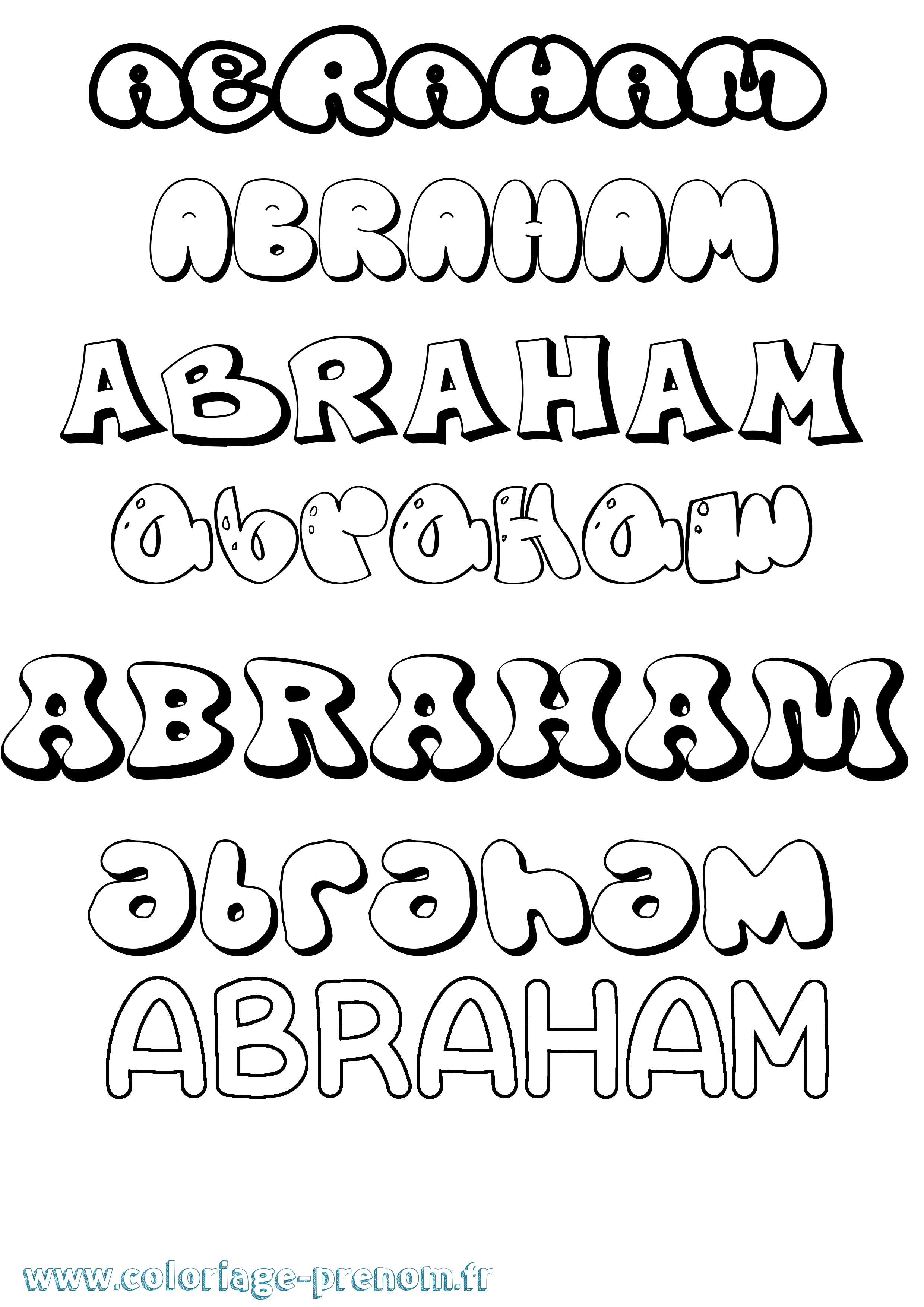 Coloriage prénom Abraham Bubble