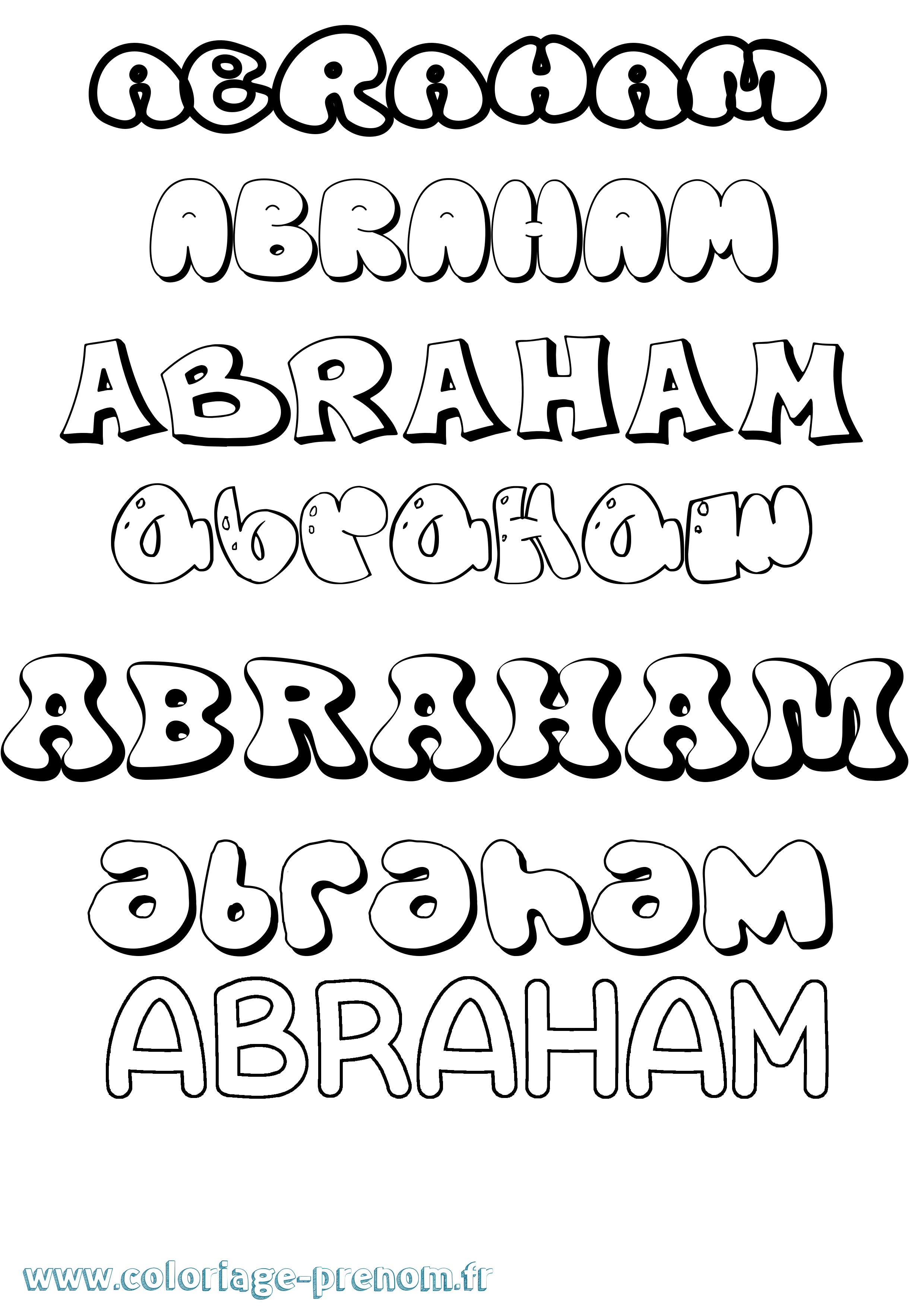 Coloriage Abraham Bubble Coloriage prénom Abraham Bubble
