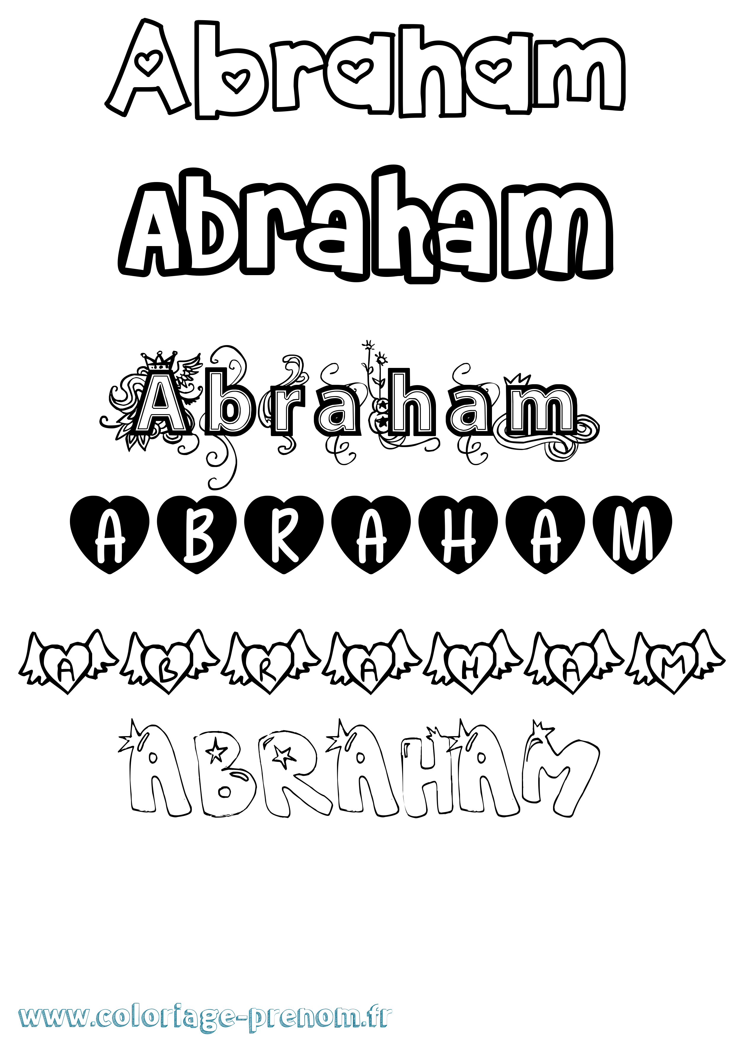 Coloriage prénom Abraham Girly