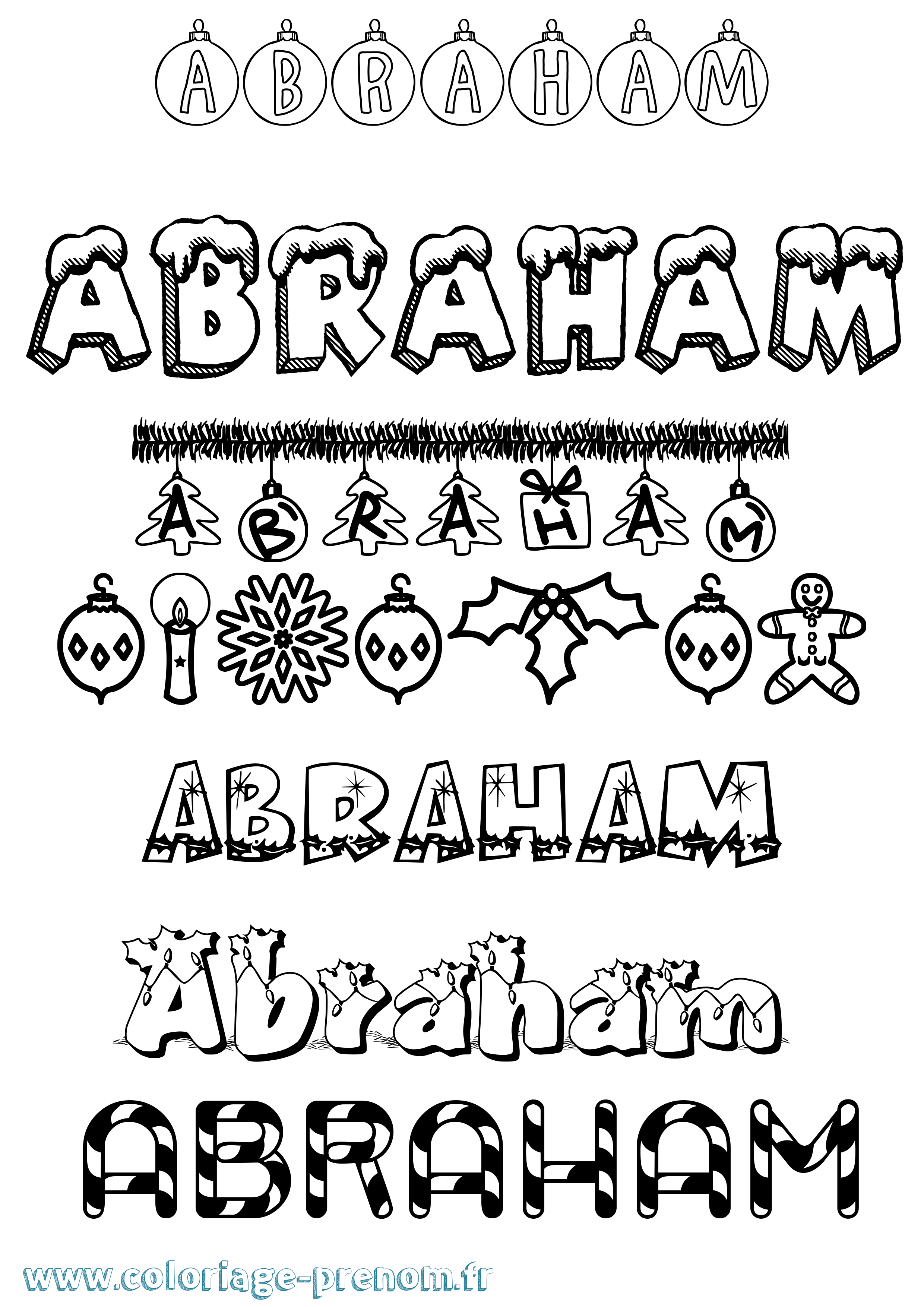 Coloriage Abraham Noël Coloriage prénom Abraham Noël