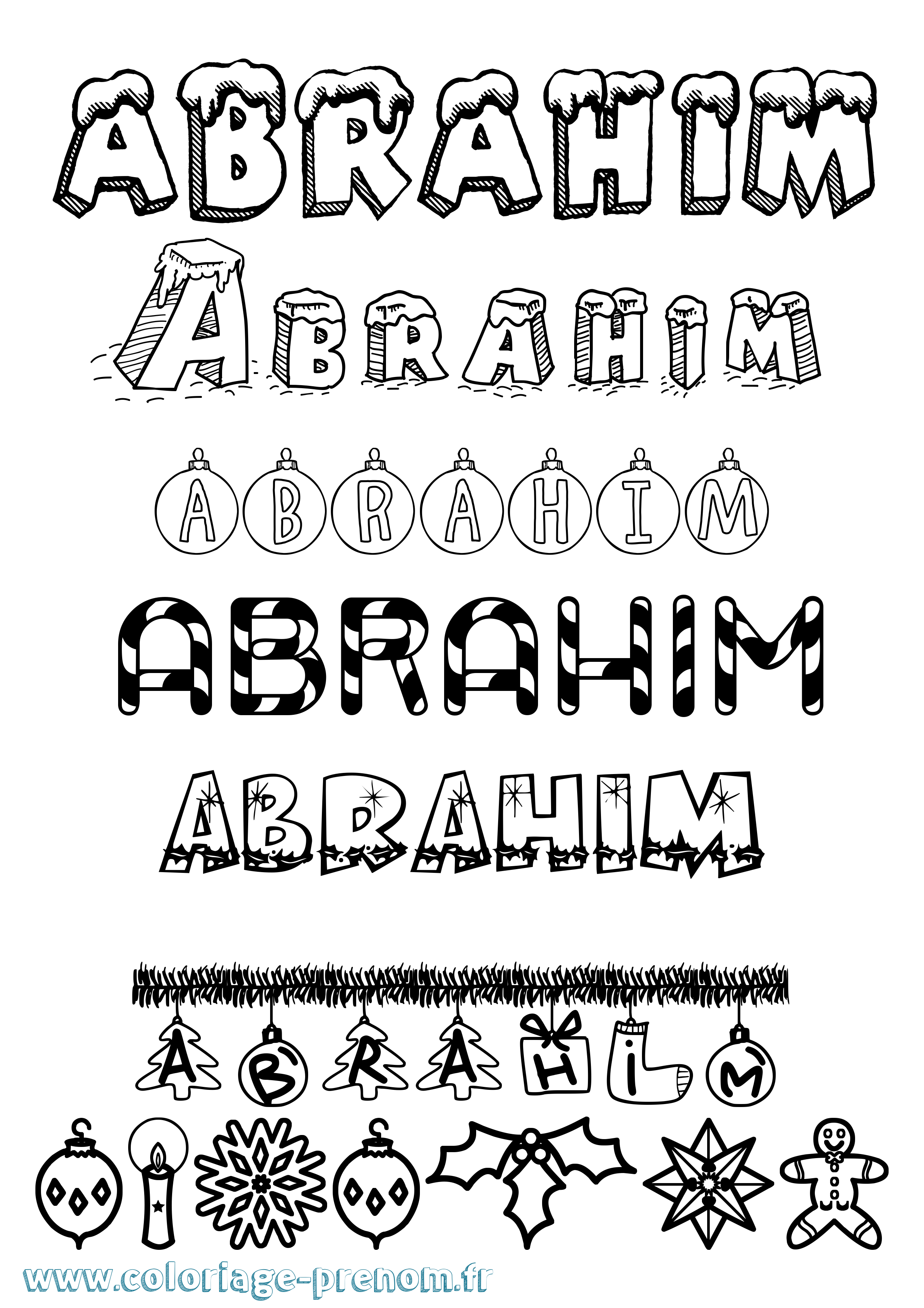 Coloriage prénom Abrahim Noël