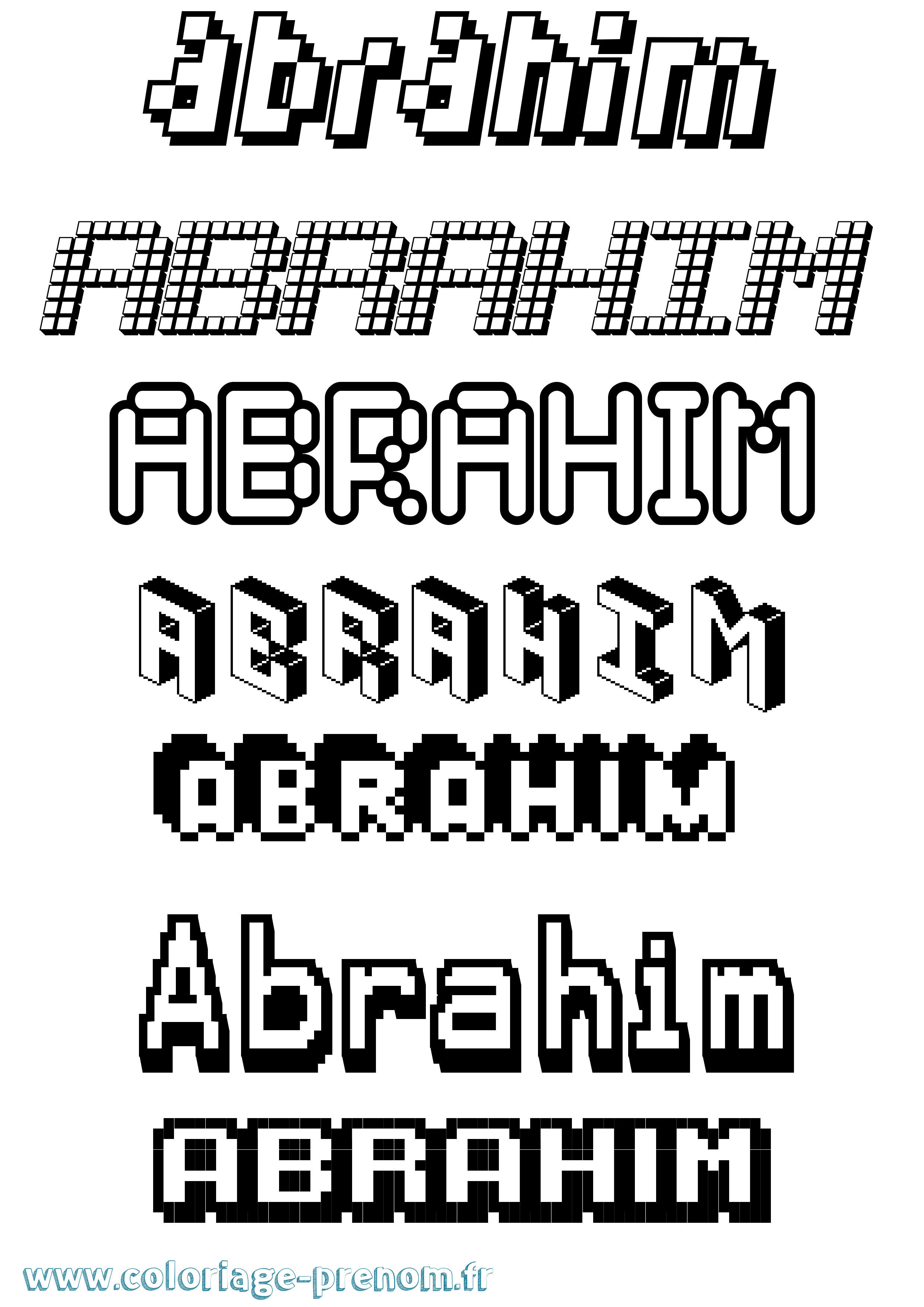 Coloriage prénom Abrahim Pixel
