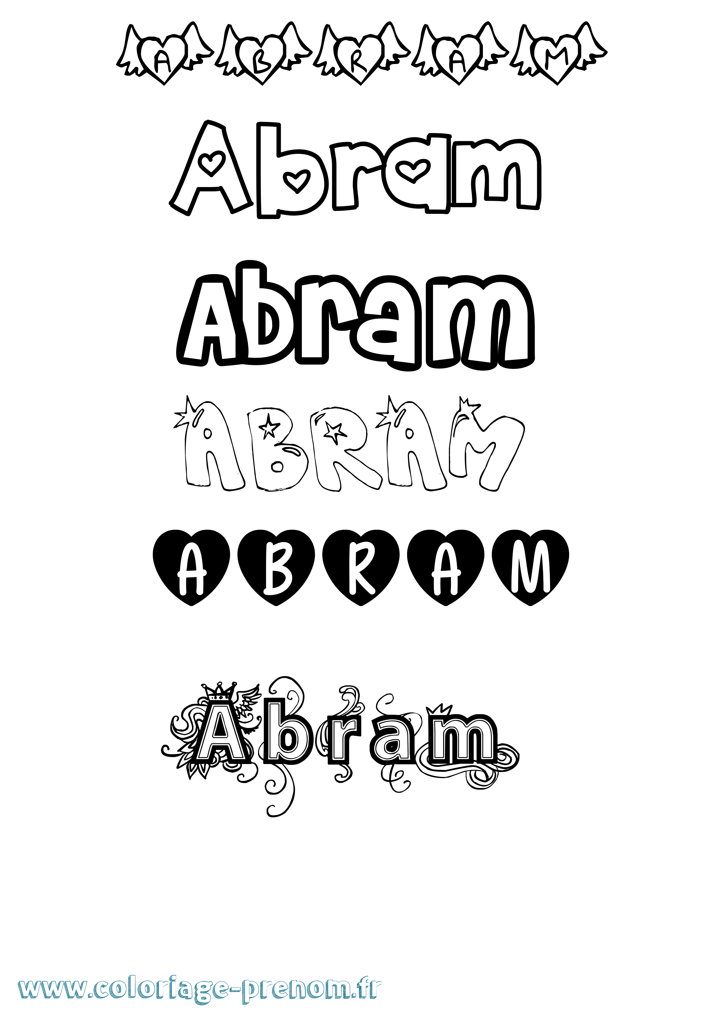 Coloriage prénom Abram Girly
