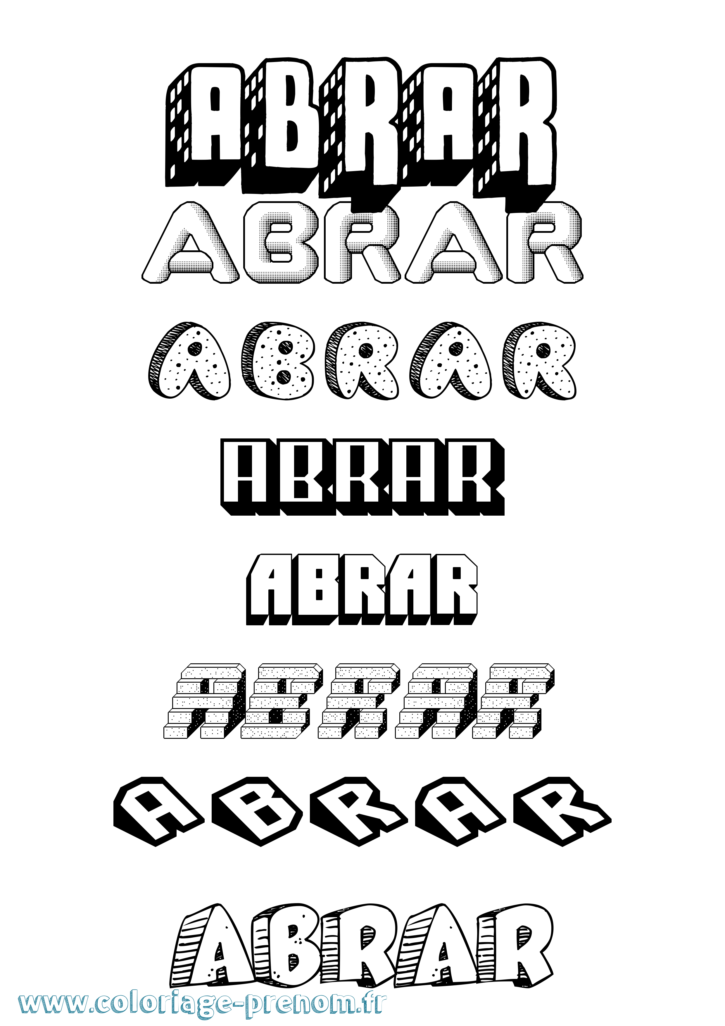 Coloriage prénom Abrar Effet 3D