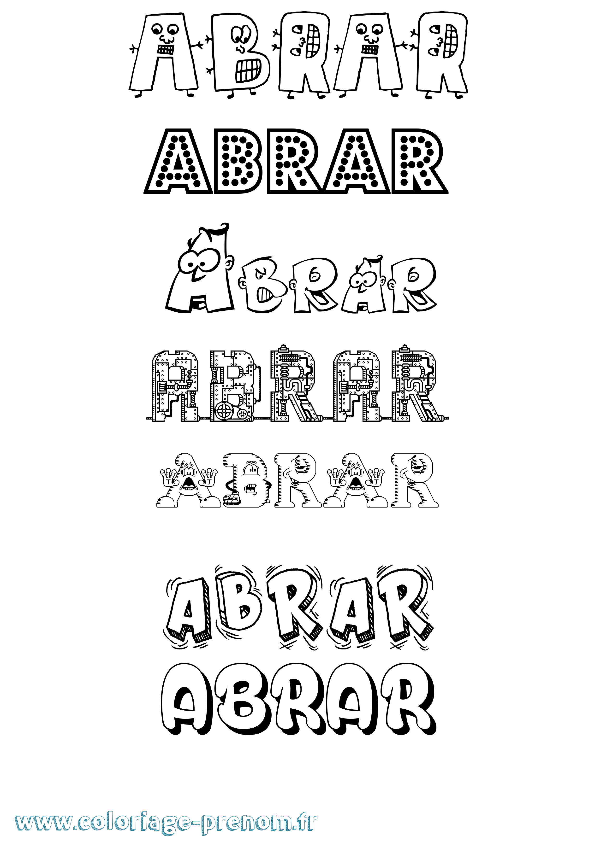 Coloriage prénom Abrar Fun