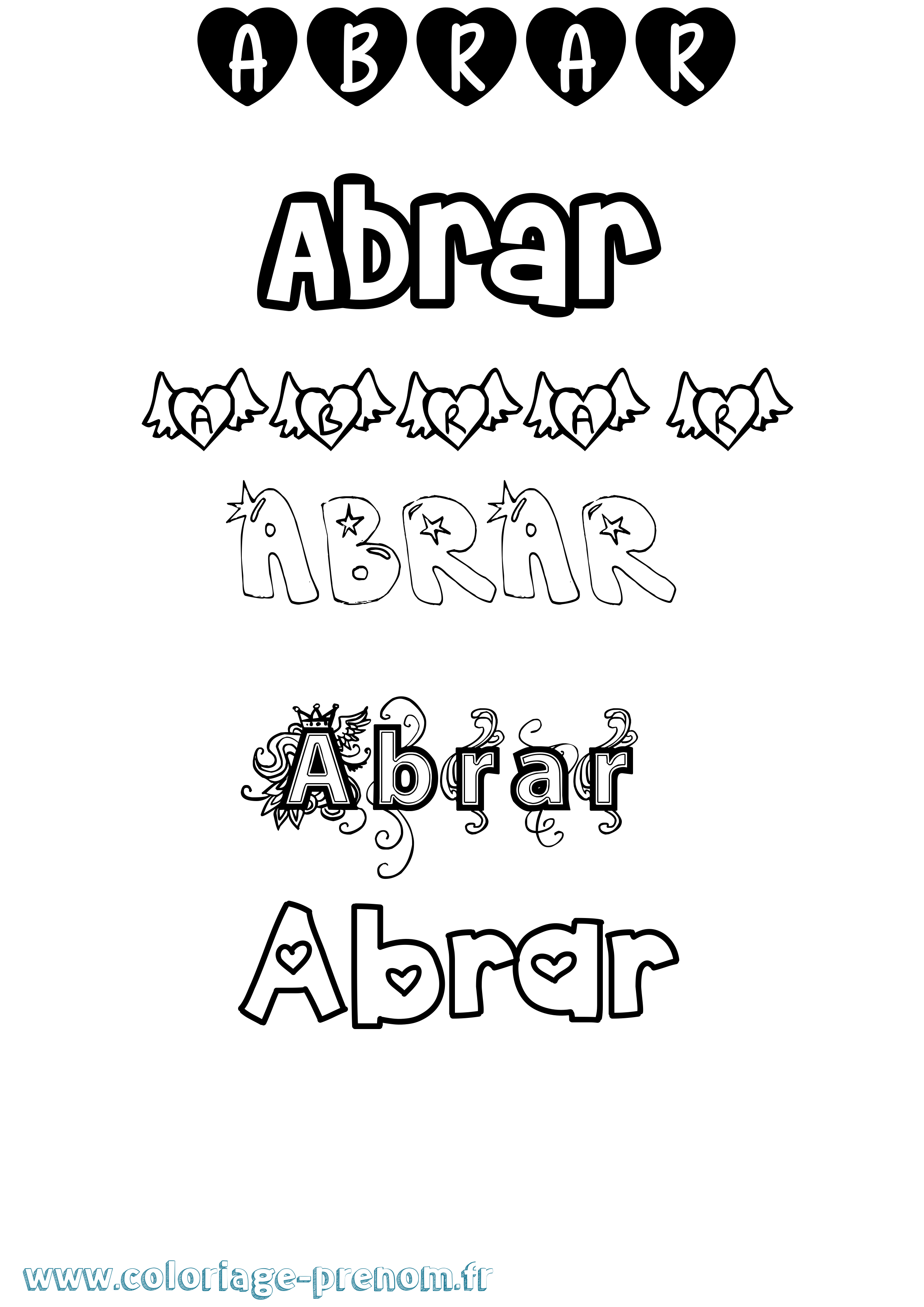Coloriage prénom Abrar Girly