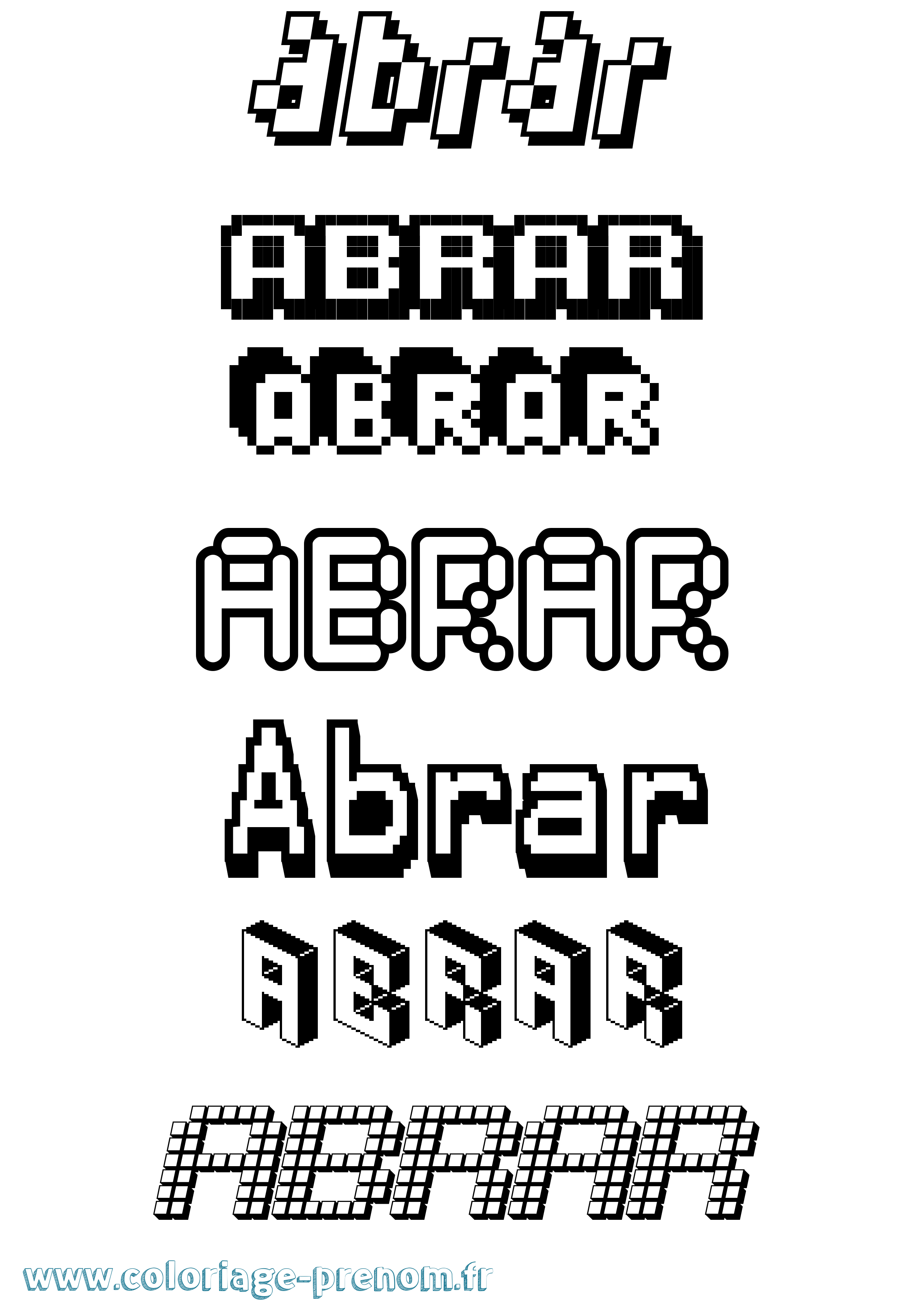 Coloriage prénom Abrar Pixel