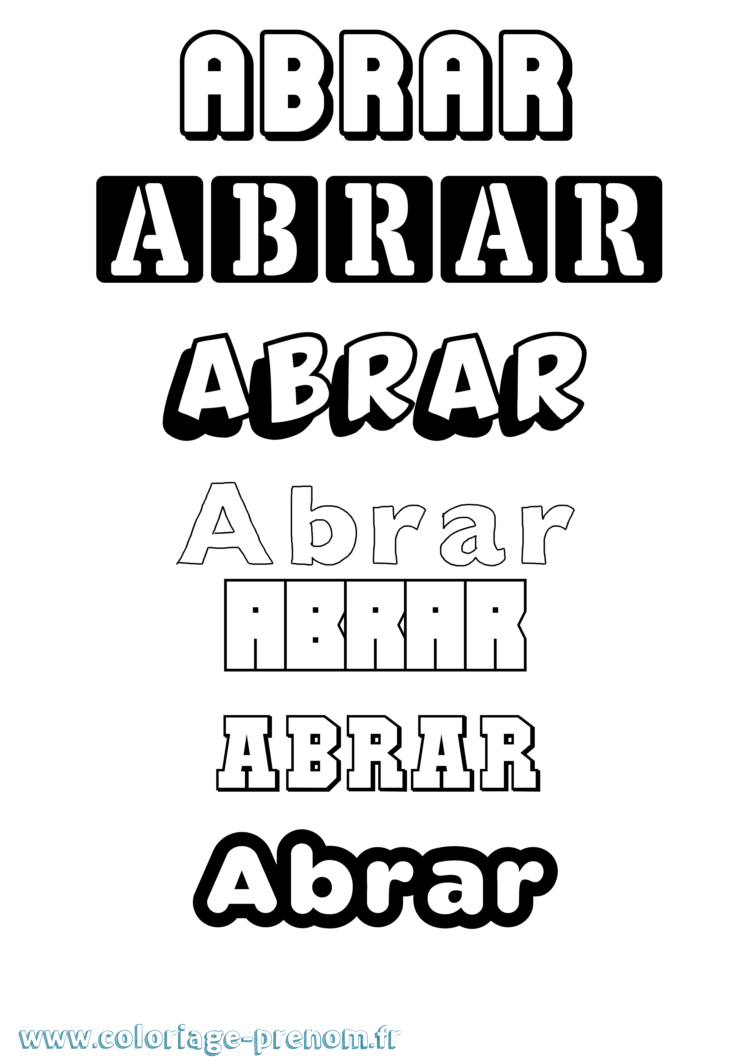 Coloriage prénom Abrar Simple