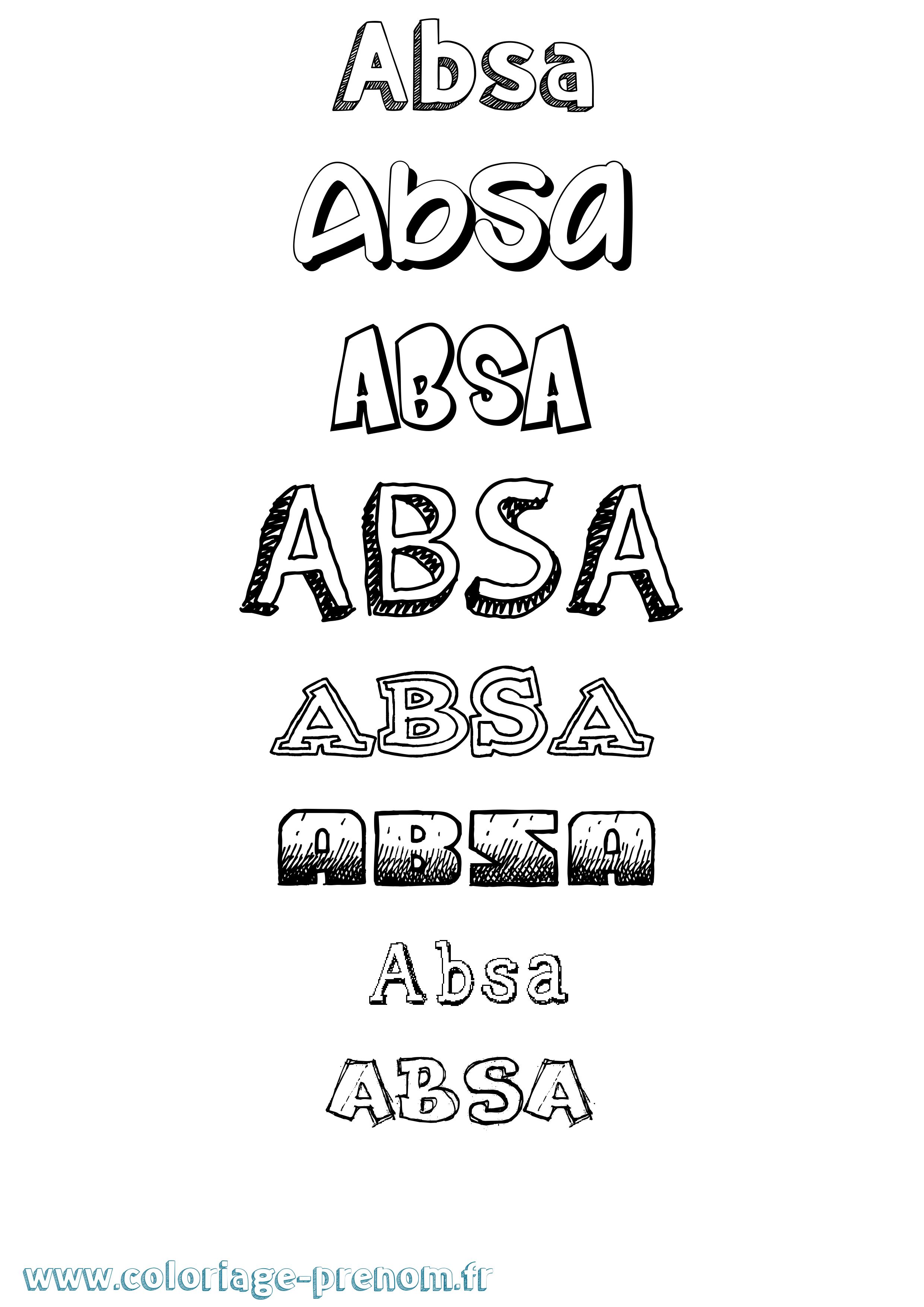Coloriage prénom Absa Dessiné