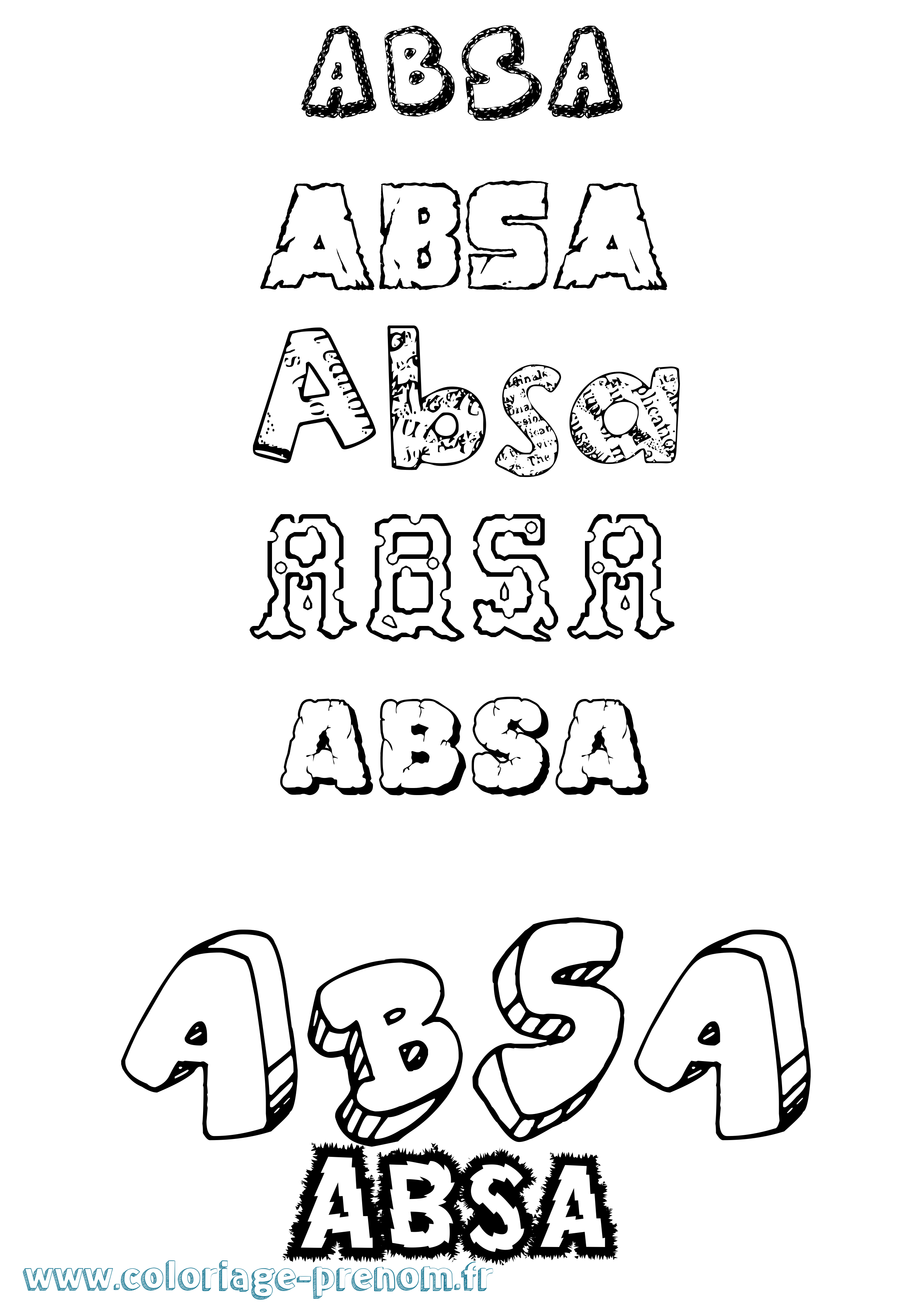 Coloriage prénom Absa Destructuré