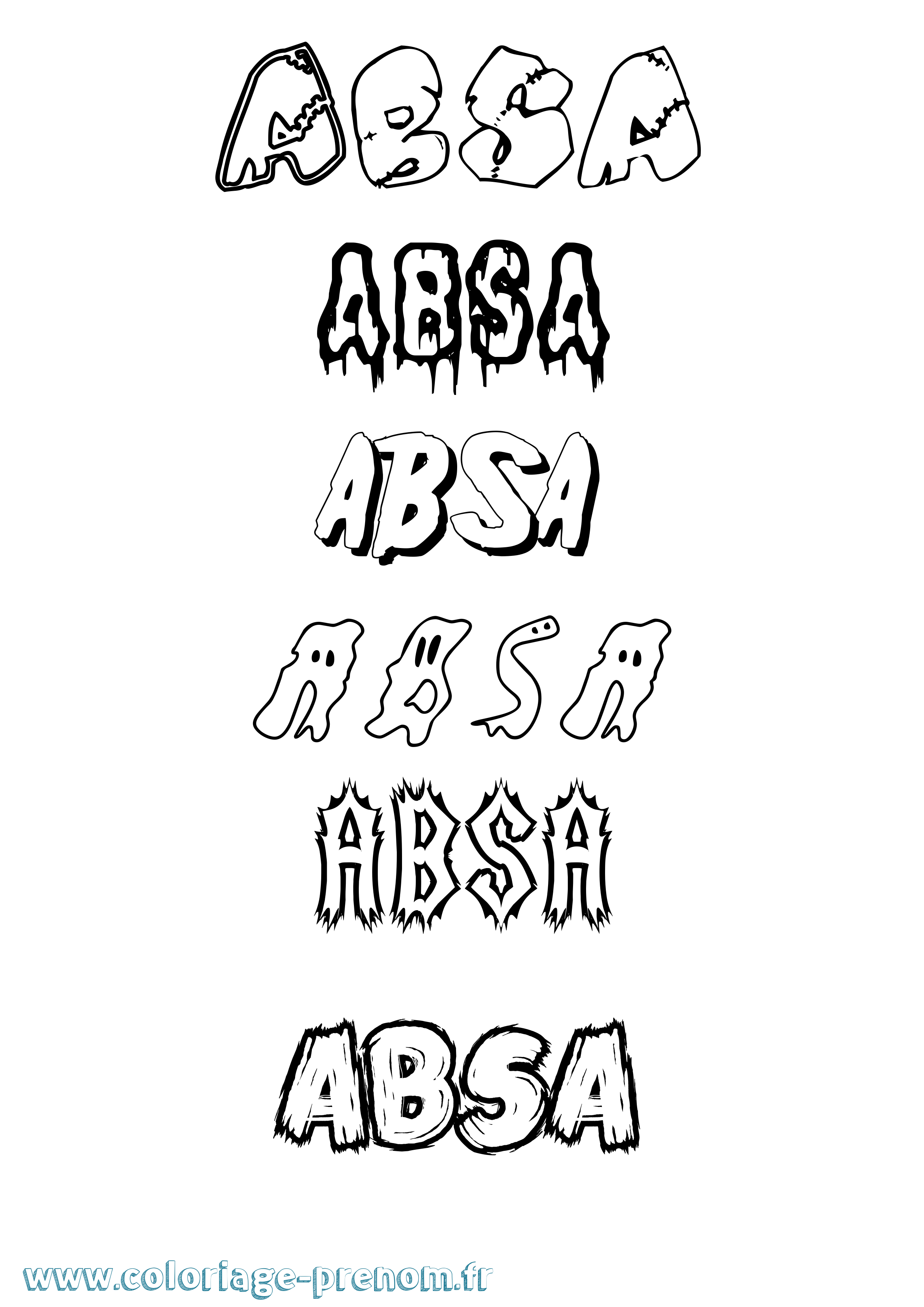 Coloriage prénom Absa Frisson