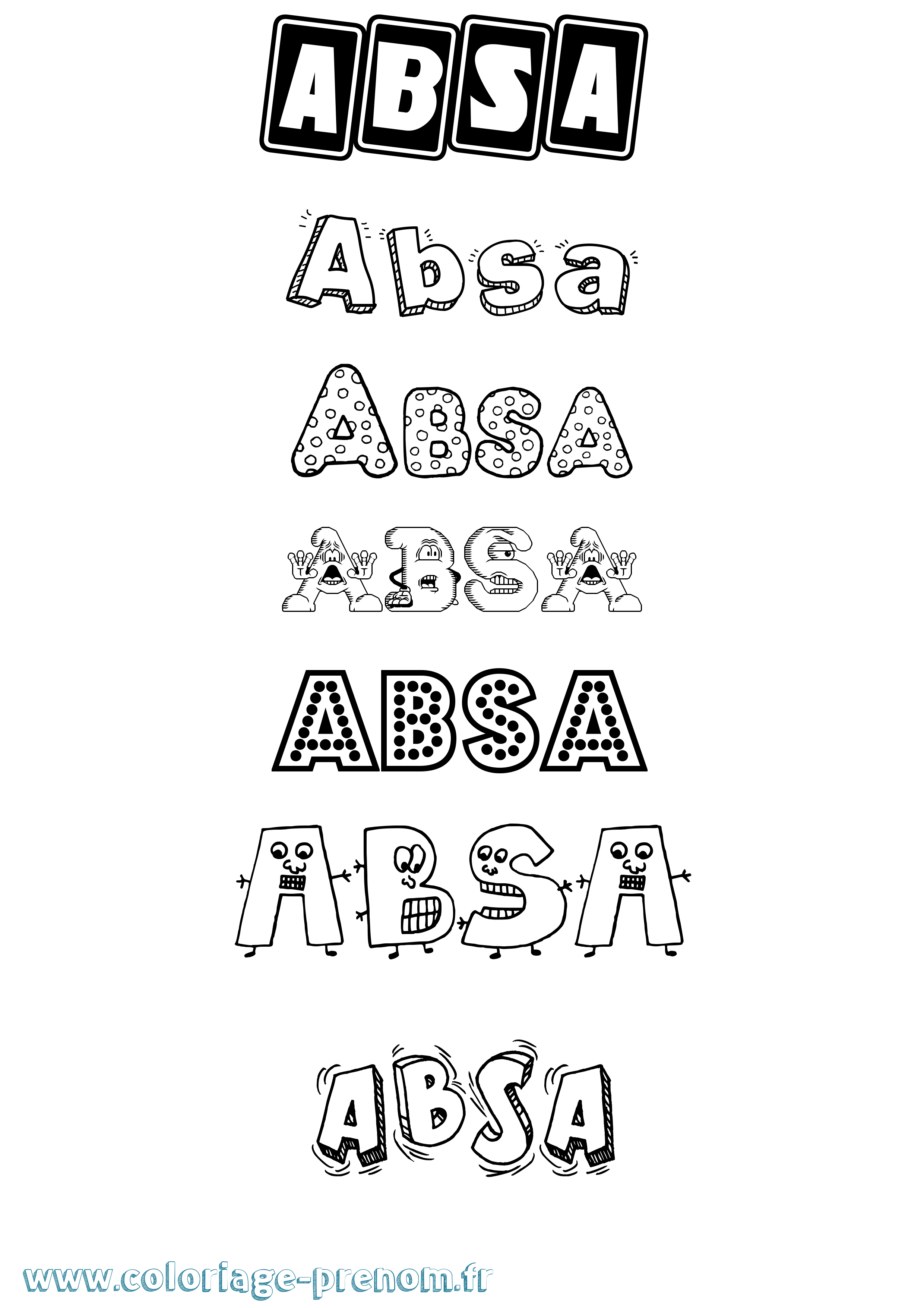 Coloriage prénom Absa Fun