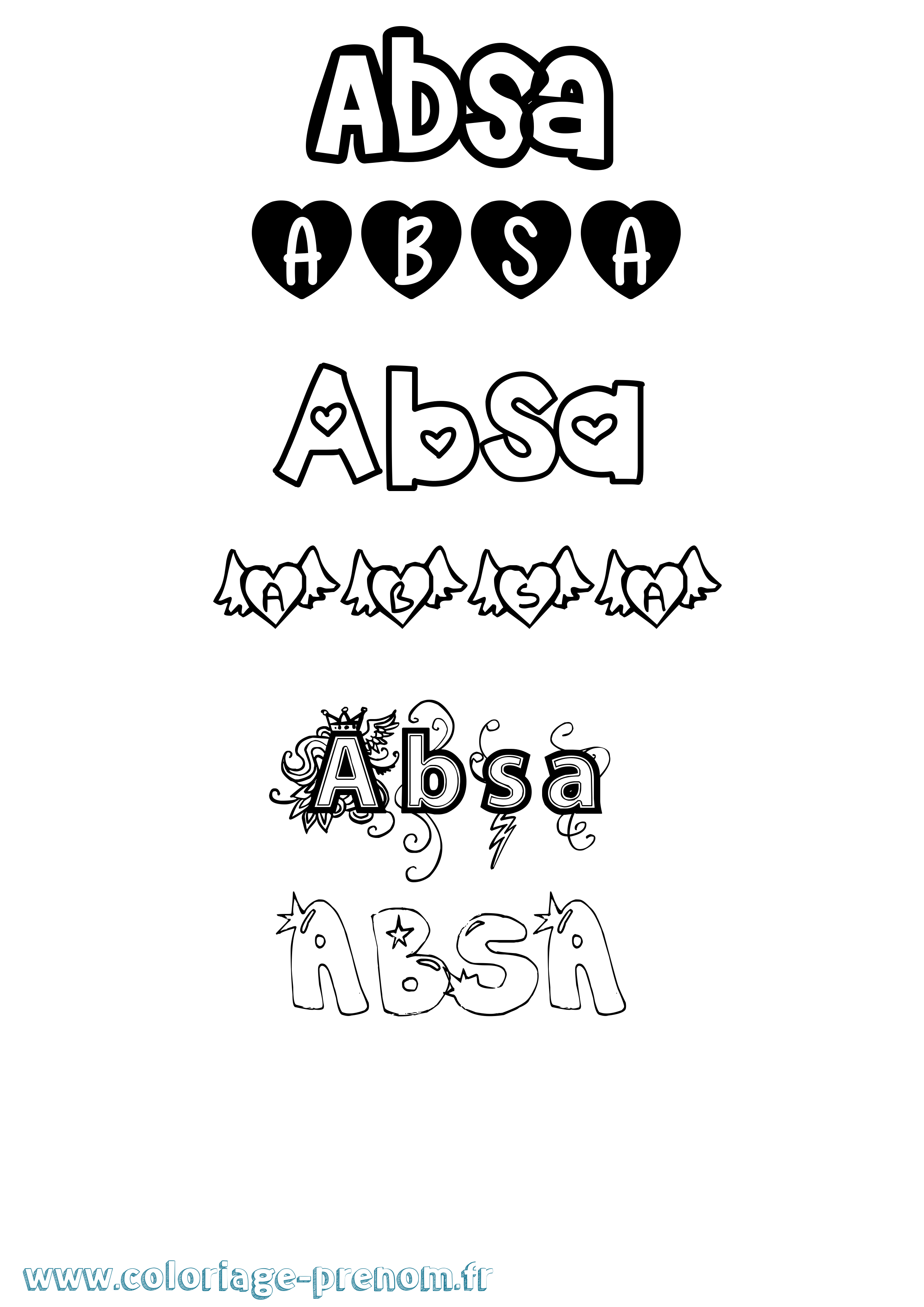Coloriage prénom Absa Girly