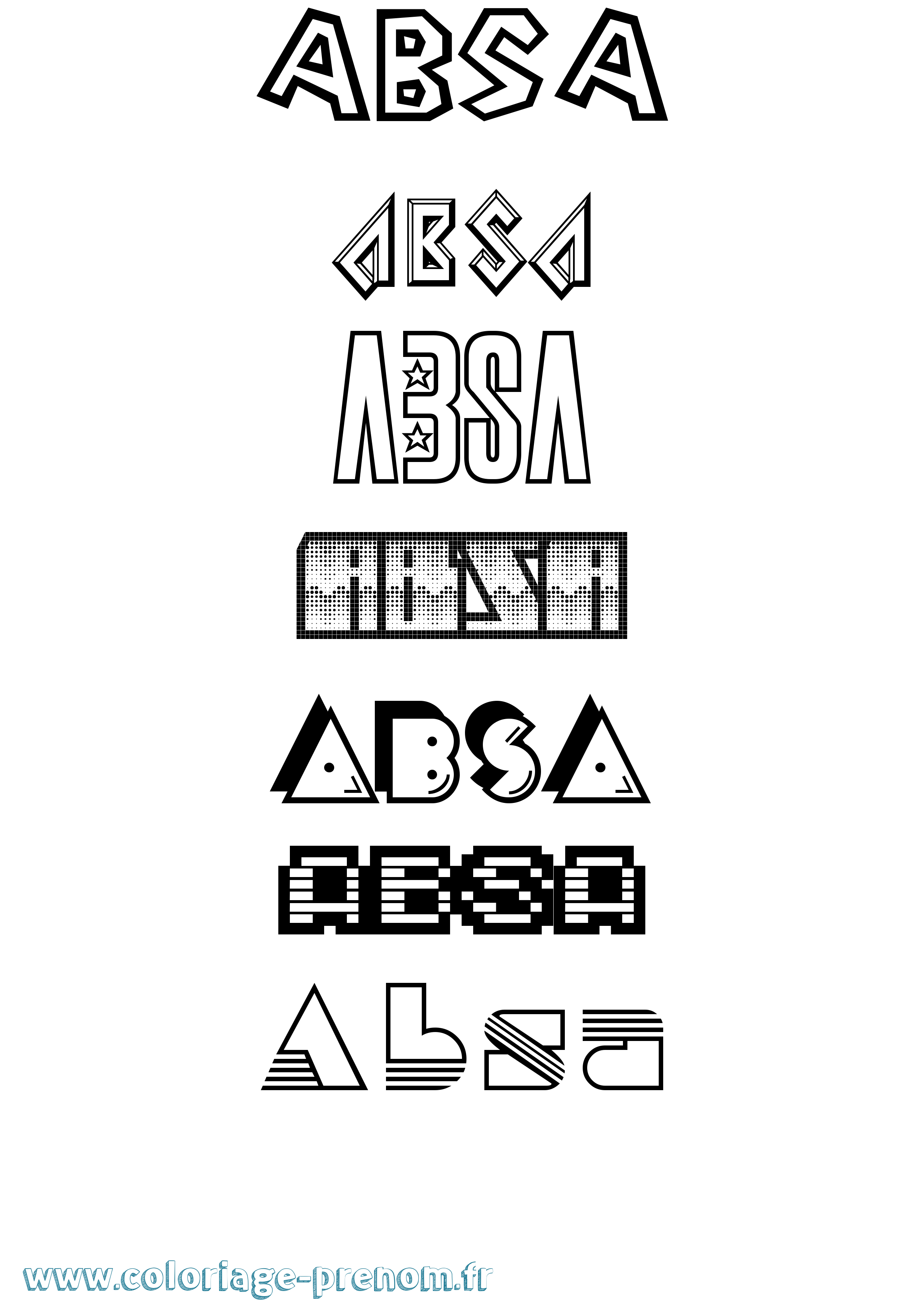 Coloriage Absa Jeux Vidéos Coloriage prénom Absa Jeux Vidéos