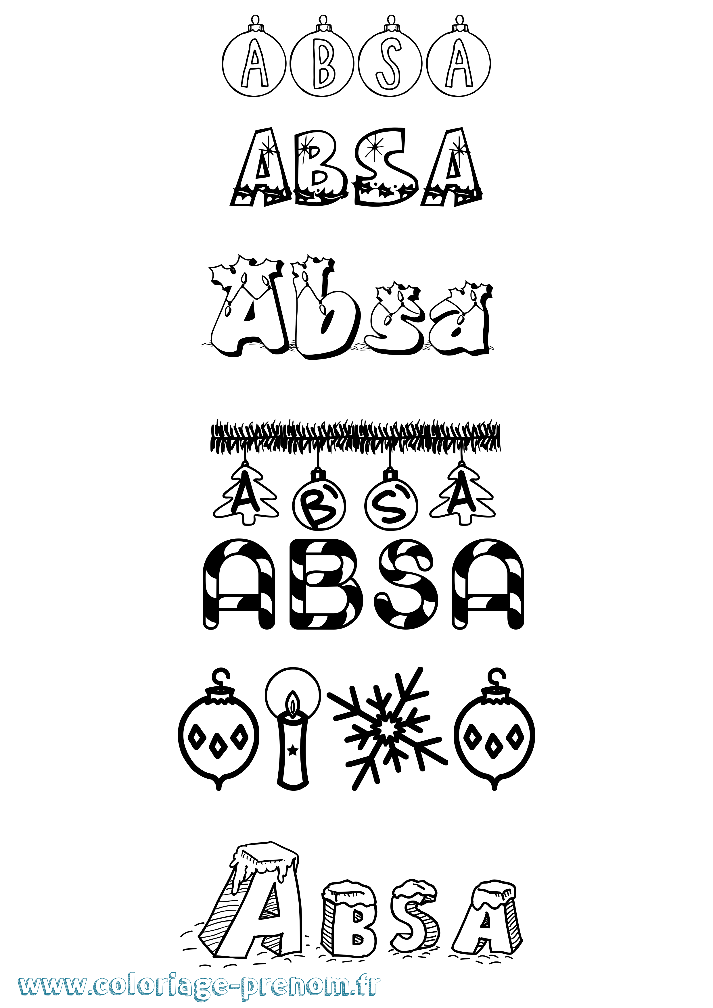 Coloriage Absa Noël Coloriage prénom Absa Noël