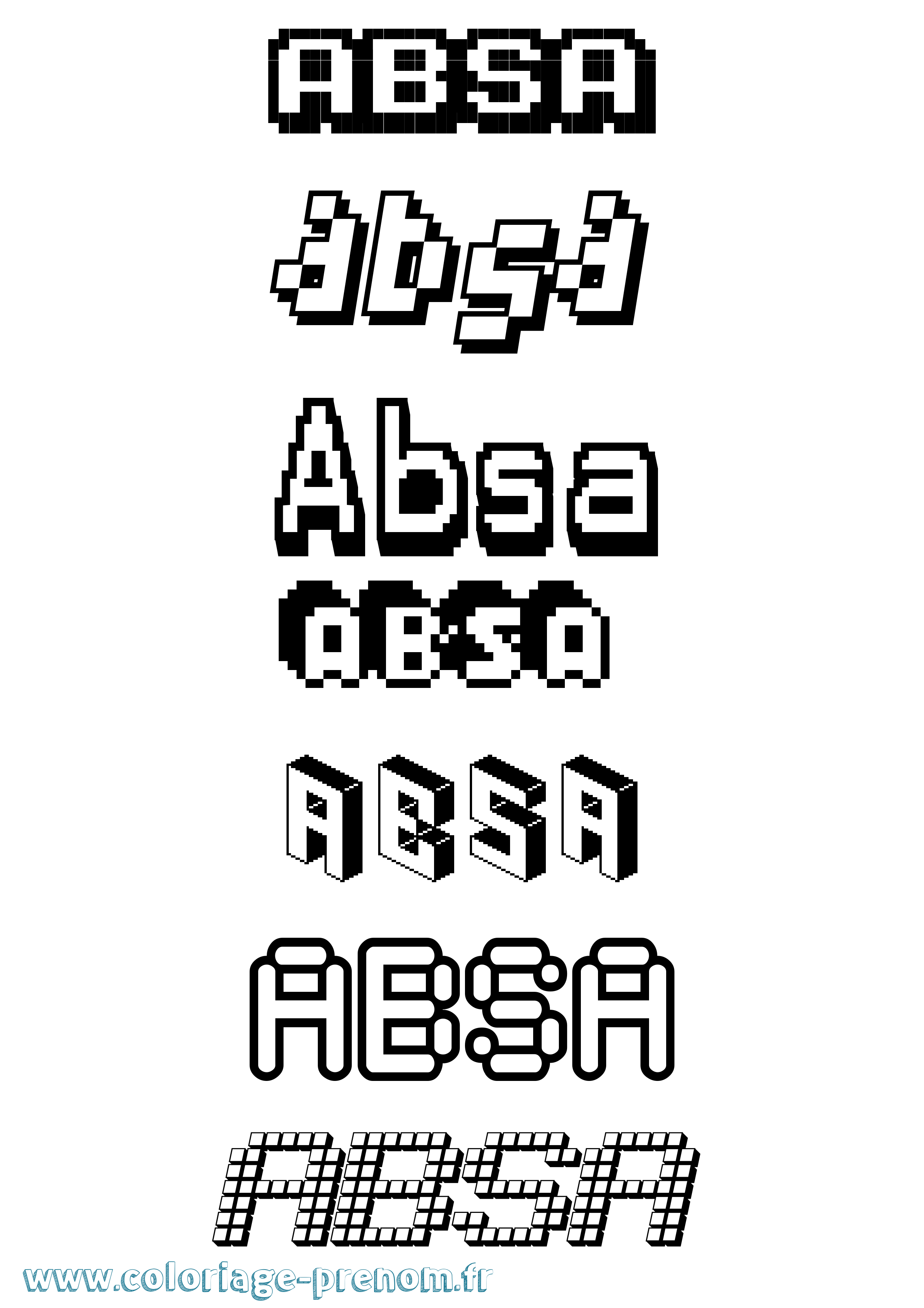 Coloriage prénom Absa Pixel