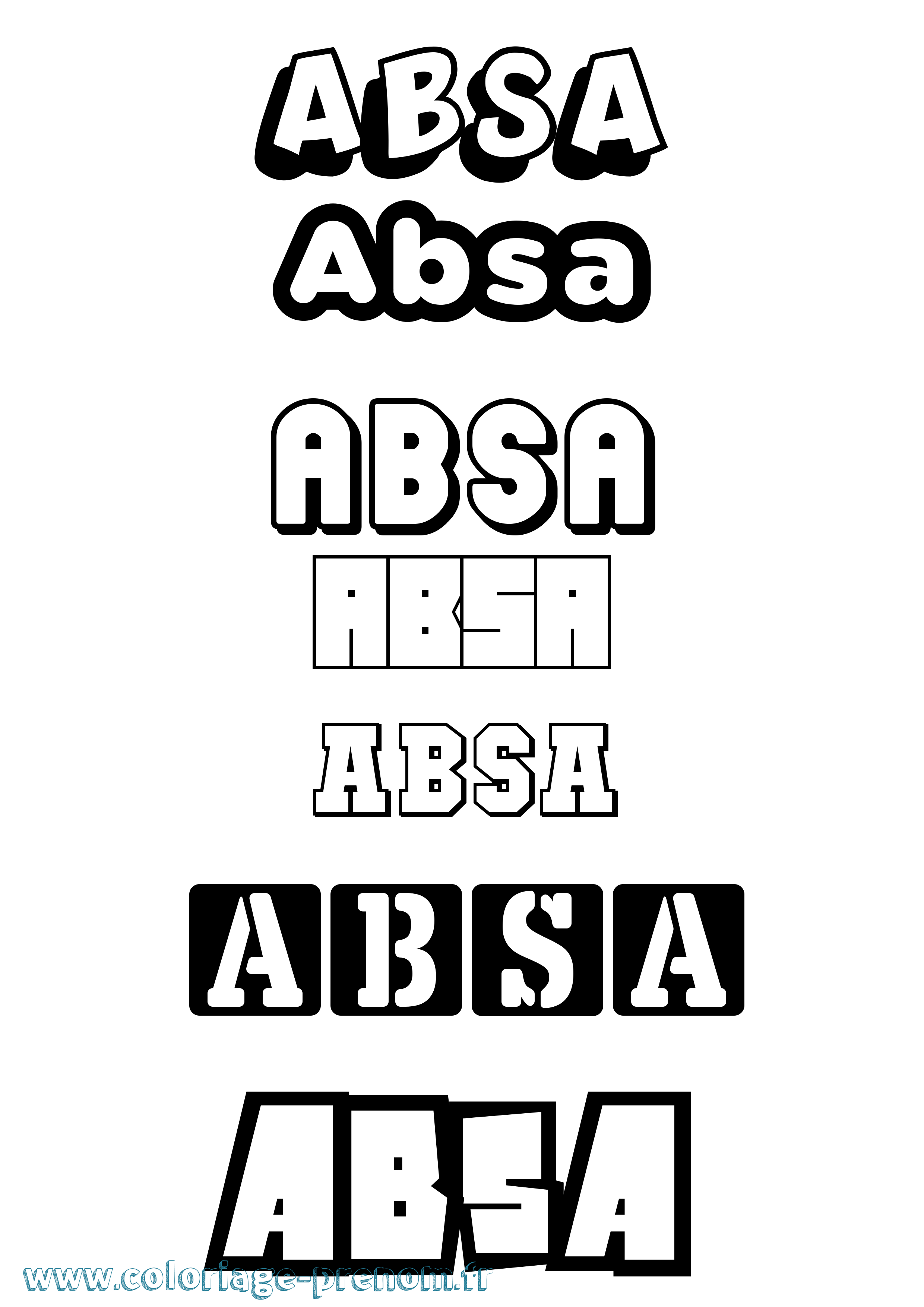 Coloriage prénom Absa Simple