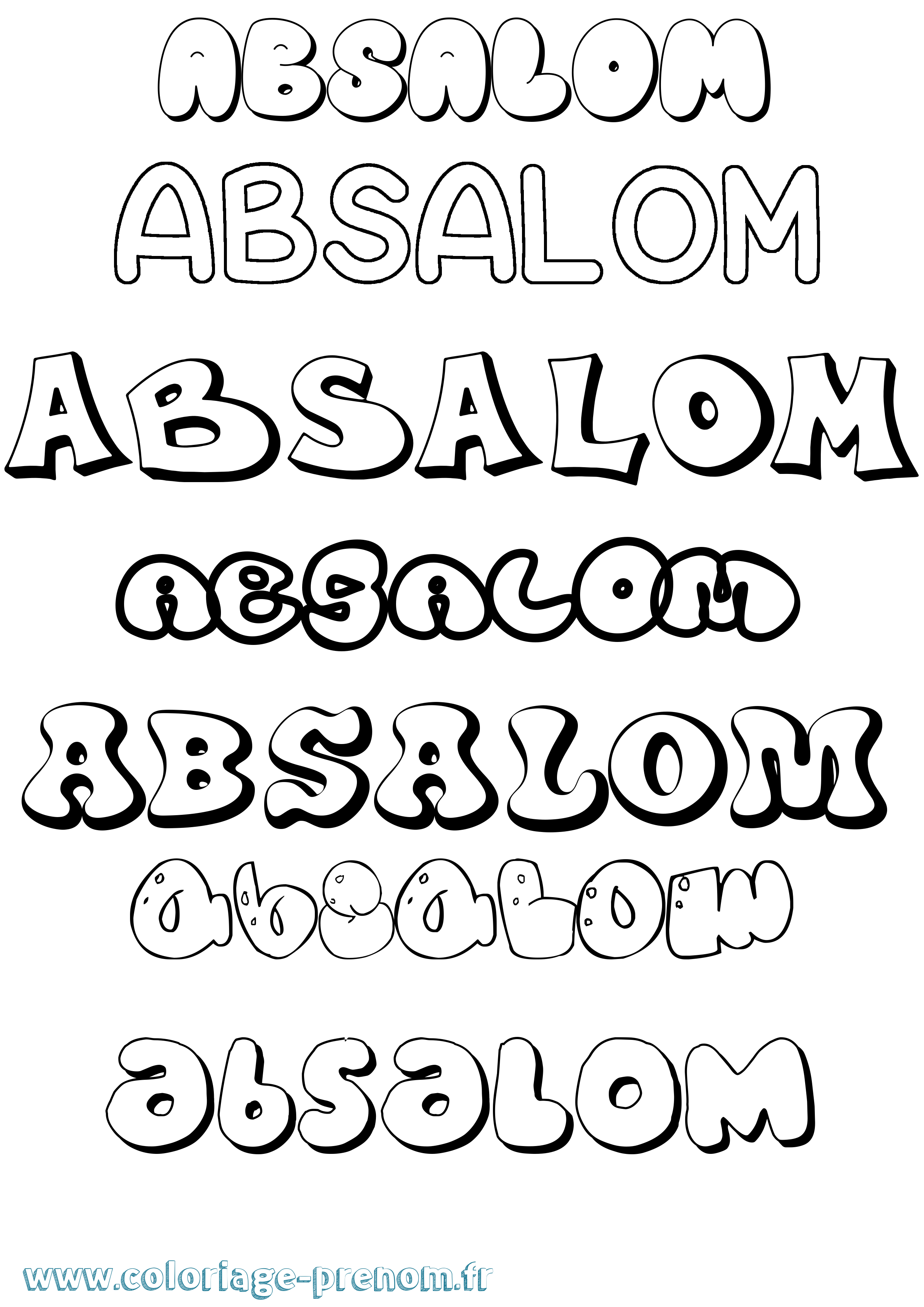 Coloriage prénom Absalom Bubble