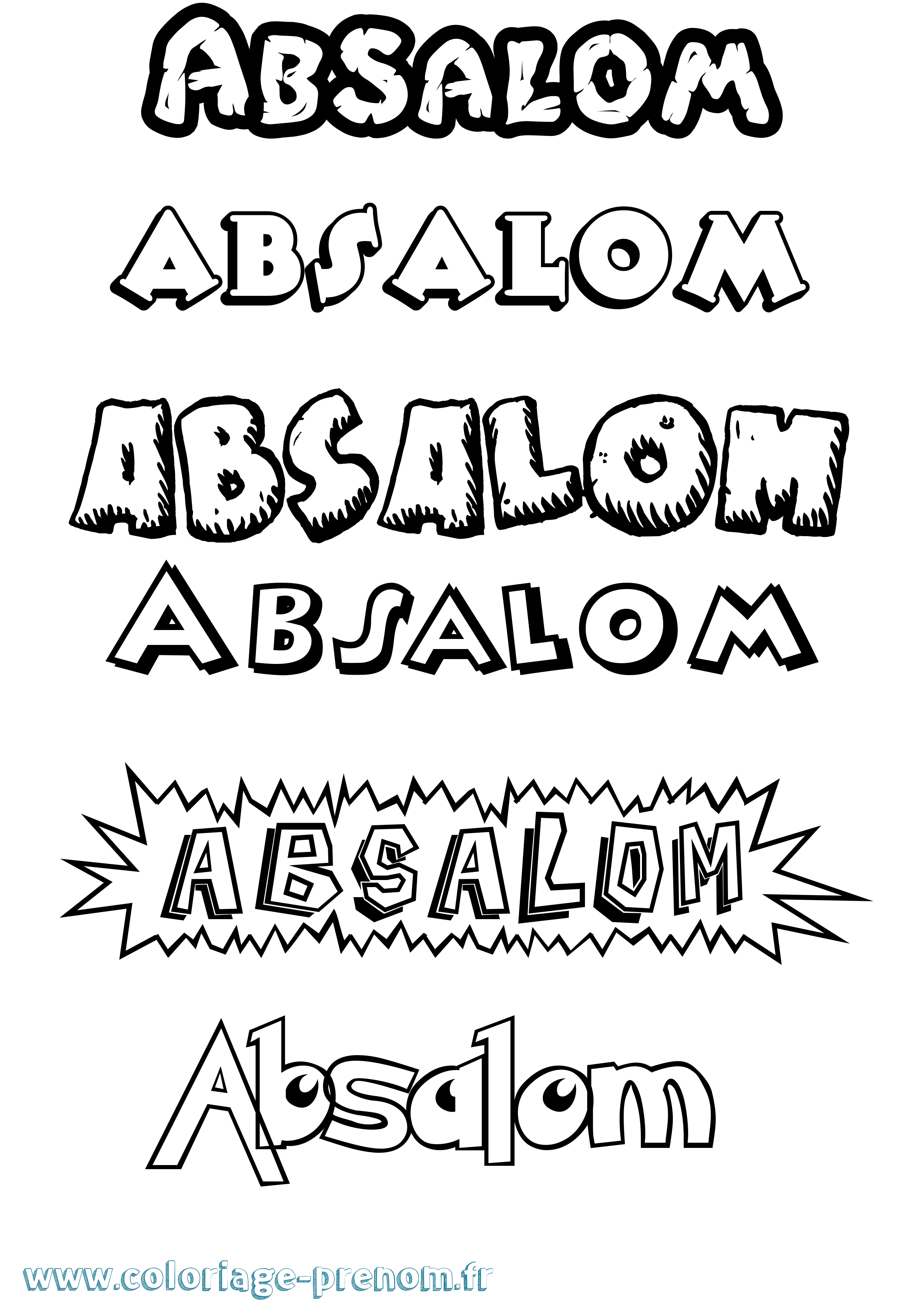 Coloriage Absalom Dessin Animé Coloriage prénom Absalom Dessin Animé
